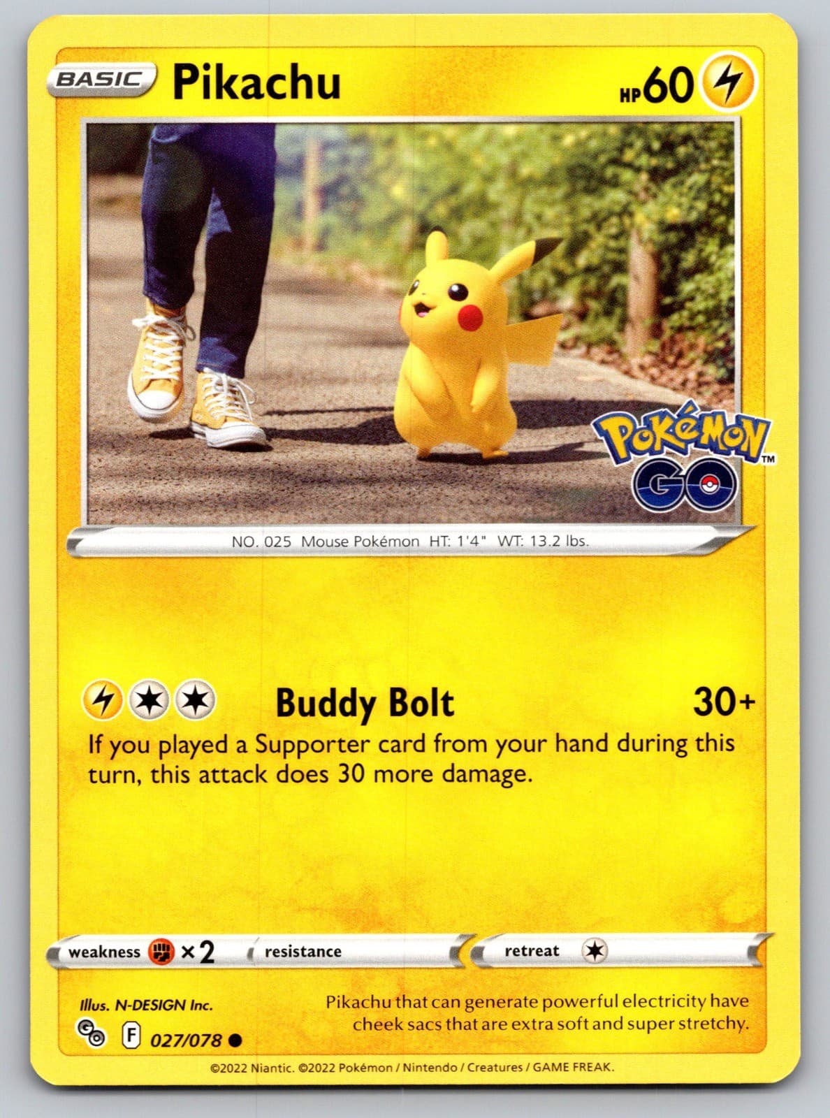 Pikachu (27) Common Pokemon GO 027/078 NM
