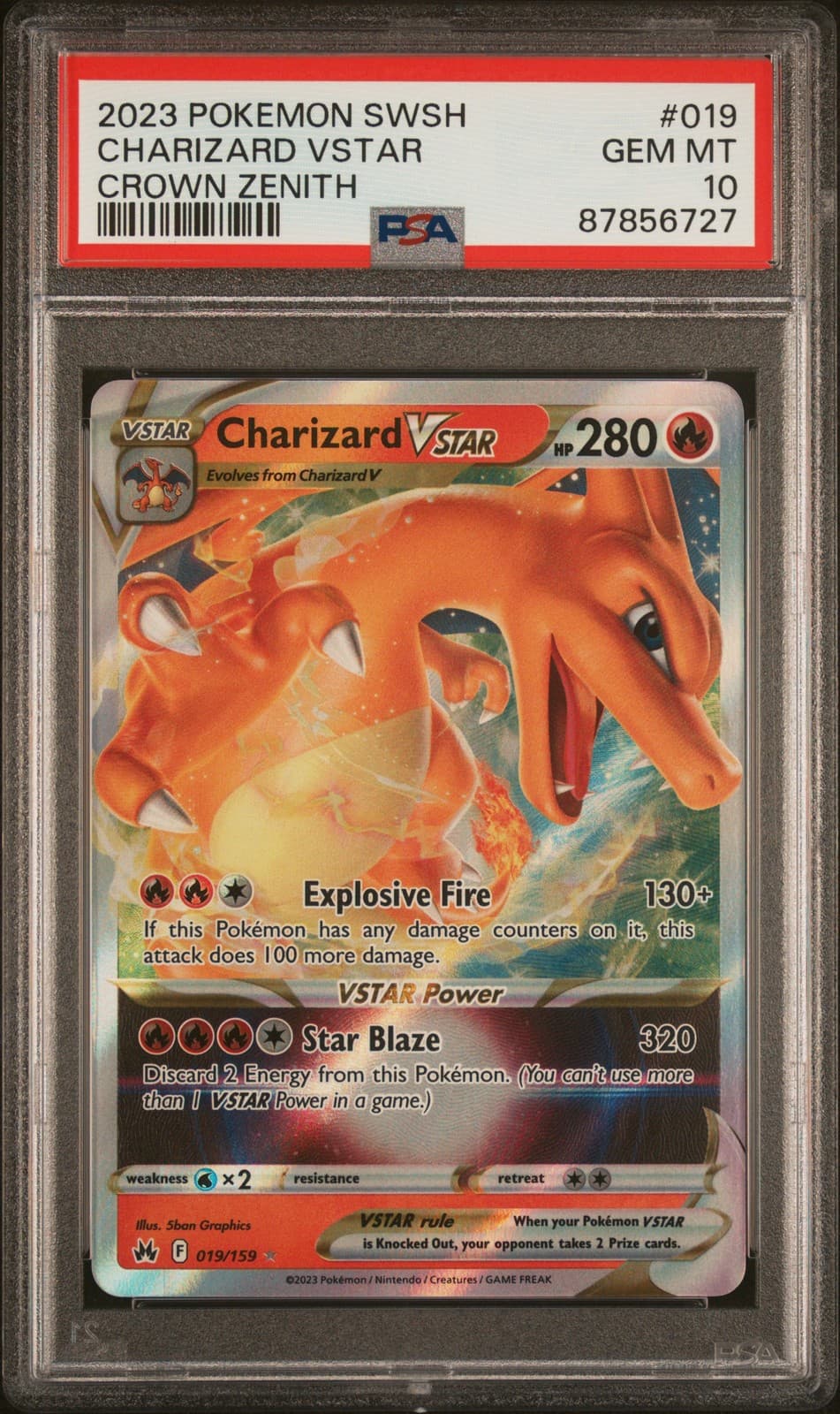 2023 Pokemon SWSH Crown Zenith #019 Charizard Vstar Crown Zenith PSA 10