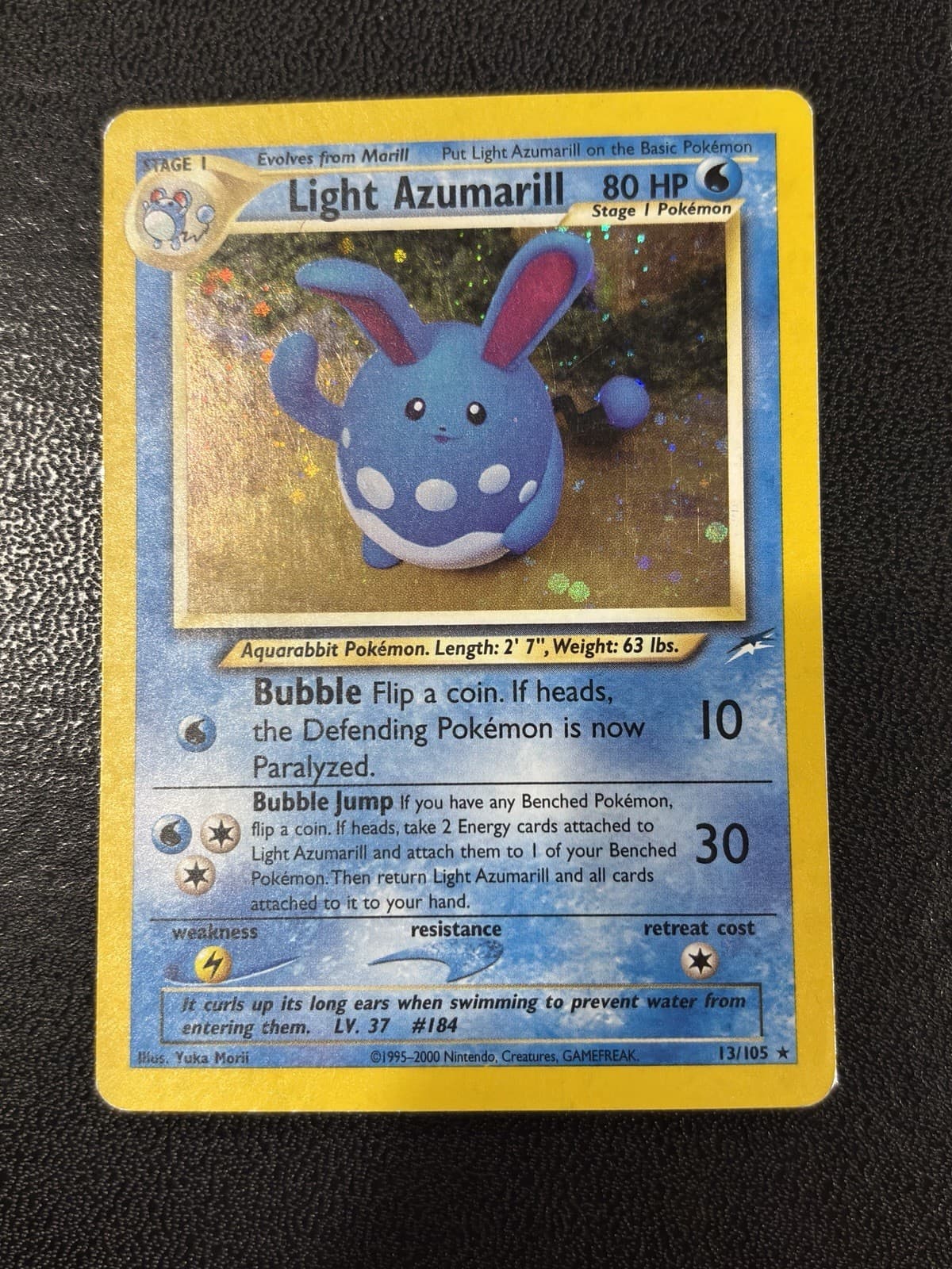 2002 Pokemon Light Azumarill 13/105 Neo Destiny Holo Rare WOTC LP-MP CORNER PICS