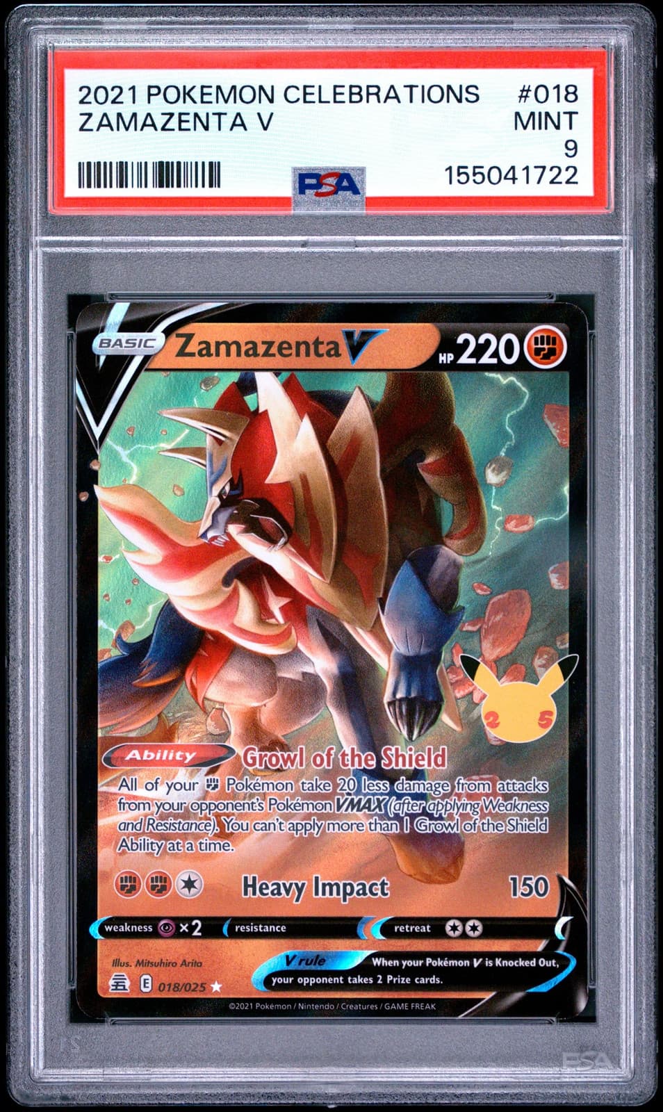 2021 Pokemon Celebrations Zamazenta V PSA 9 #018