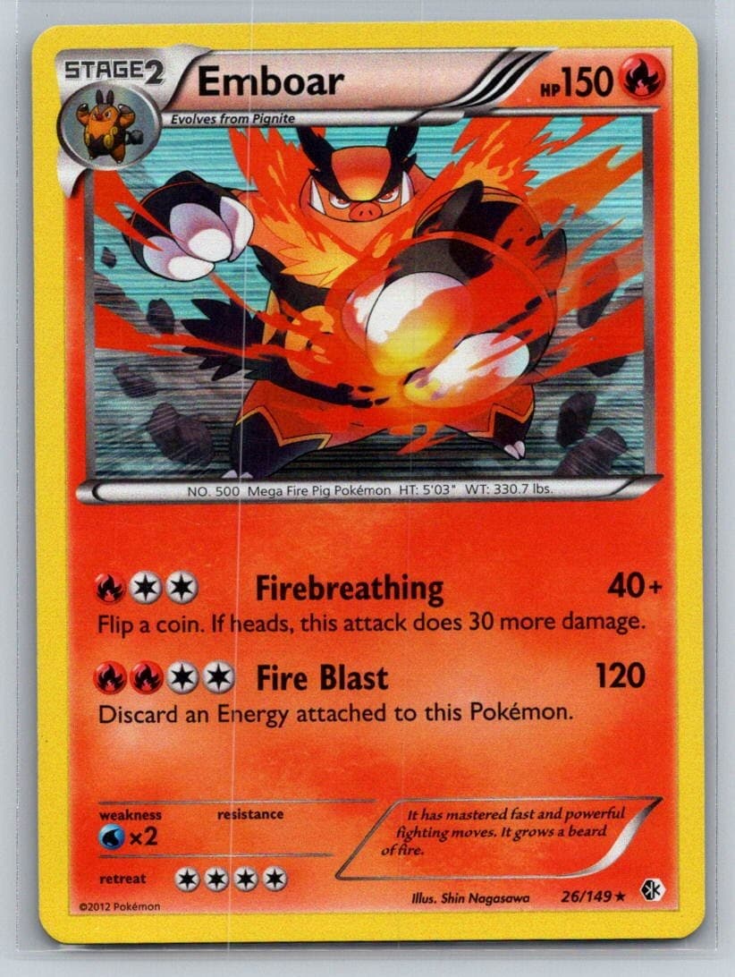 Emboar 26/149 Holo Rare Boundaries Crossed Pokemon Near Mint