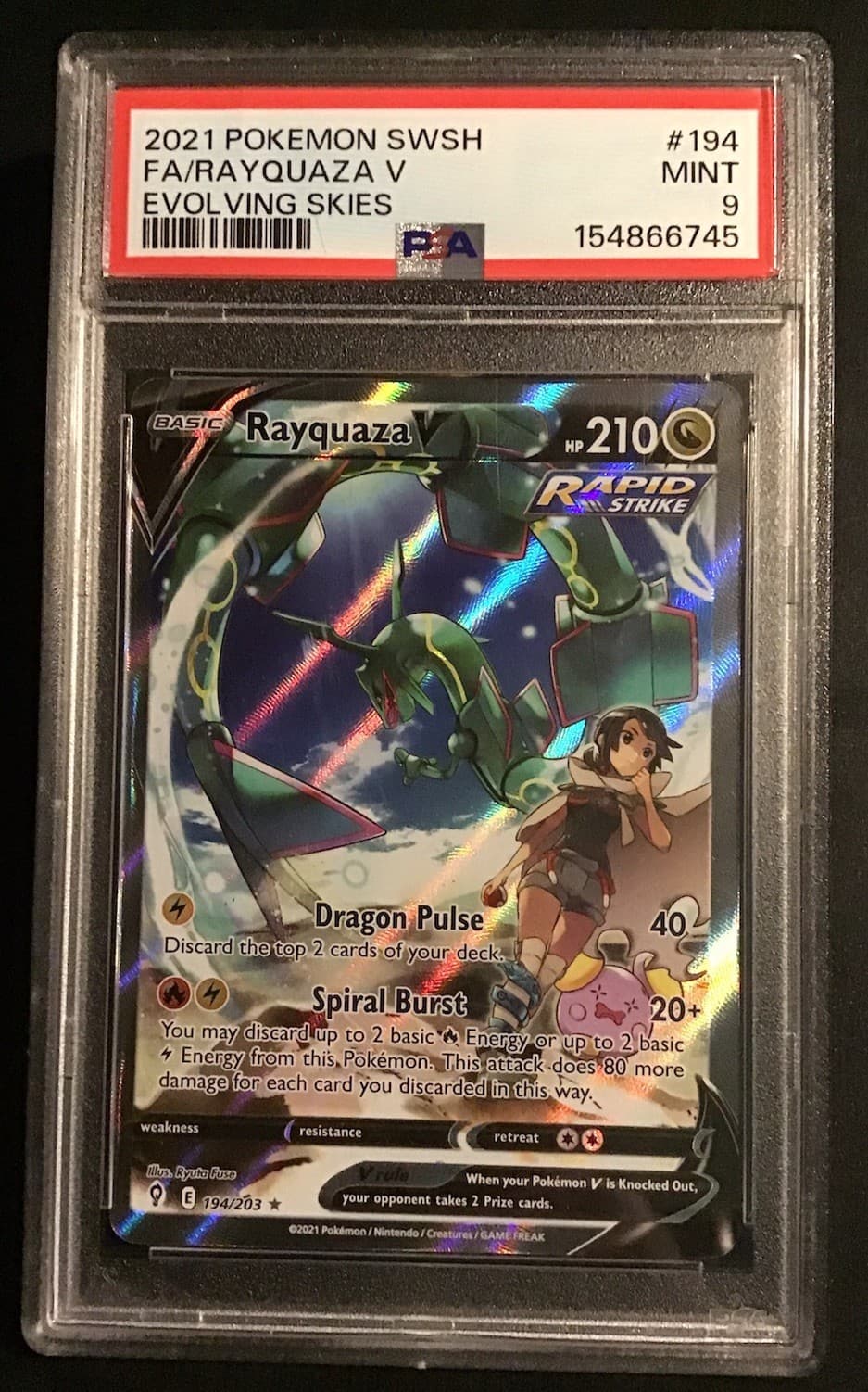 SWSH07: Evolving Skies #194/203 Rayquaza V (Alternate Full Art) PSA 9 Banger 🔥