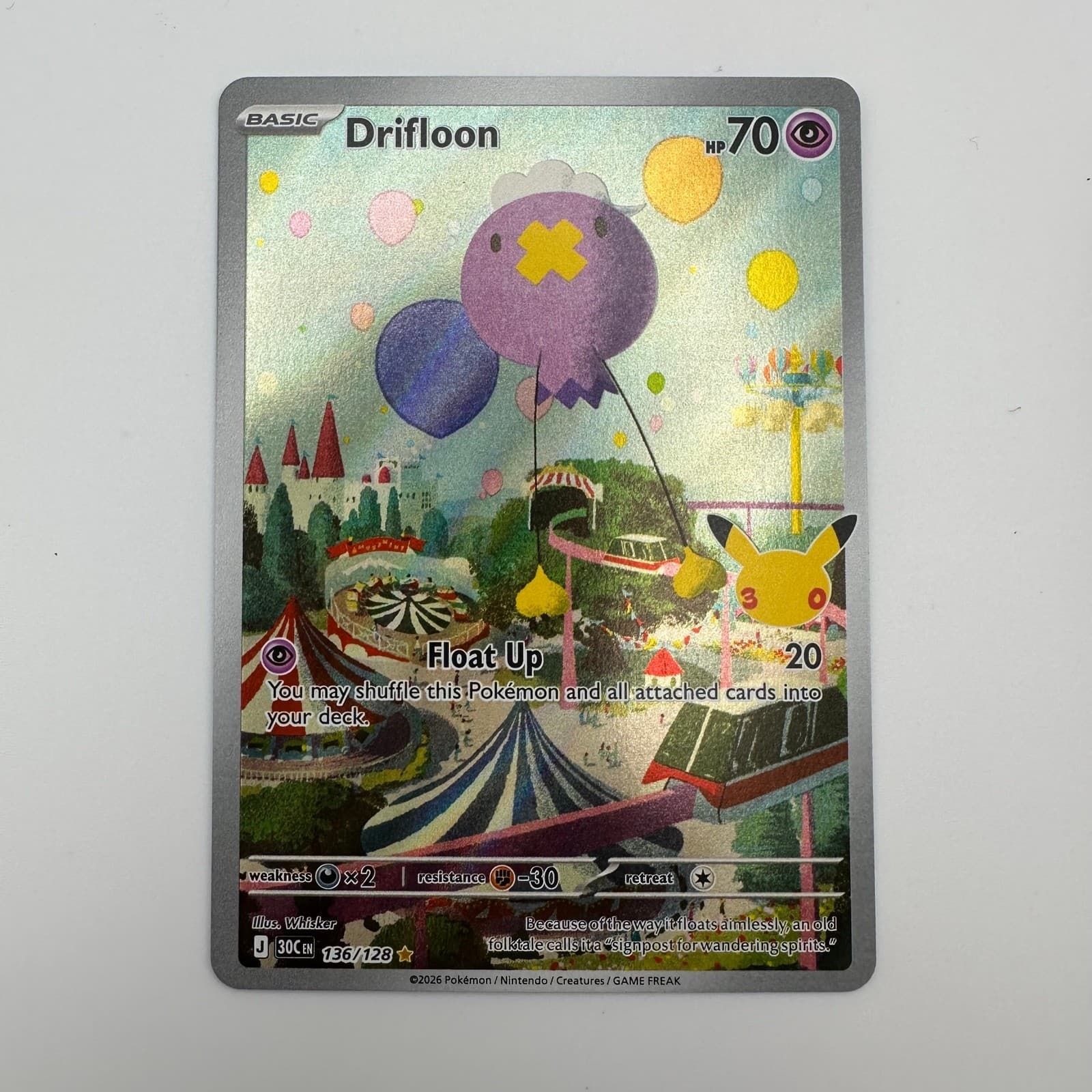 Drifloon 136/128 30th Celebration Illustration Rare Holo NM Pokemon