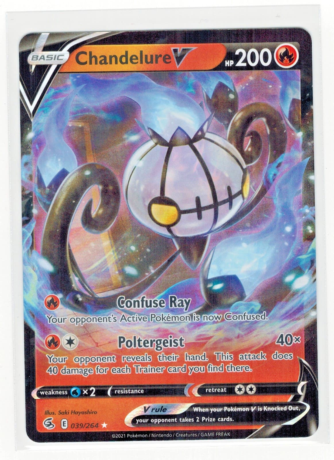 Chandelure V #39/264 Fusion Strike 2021 Rare Holo NM