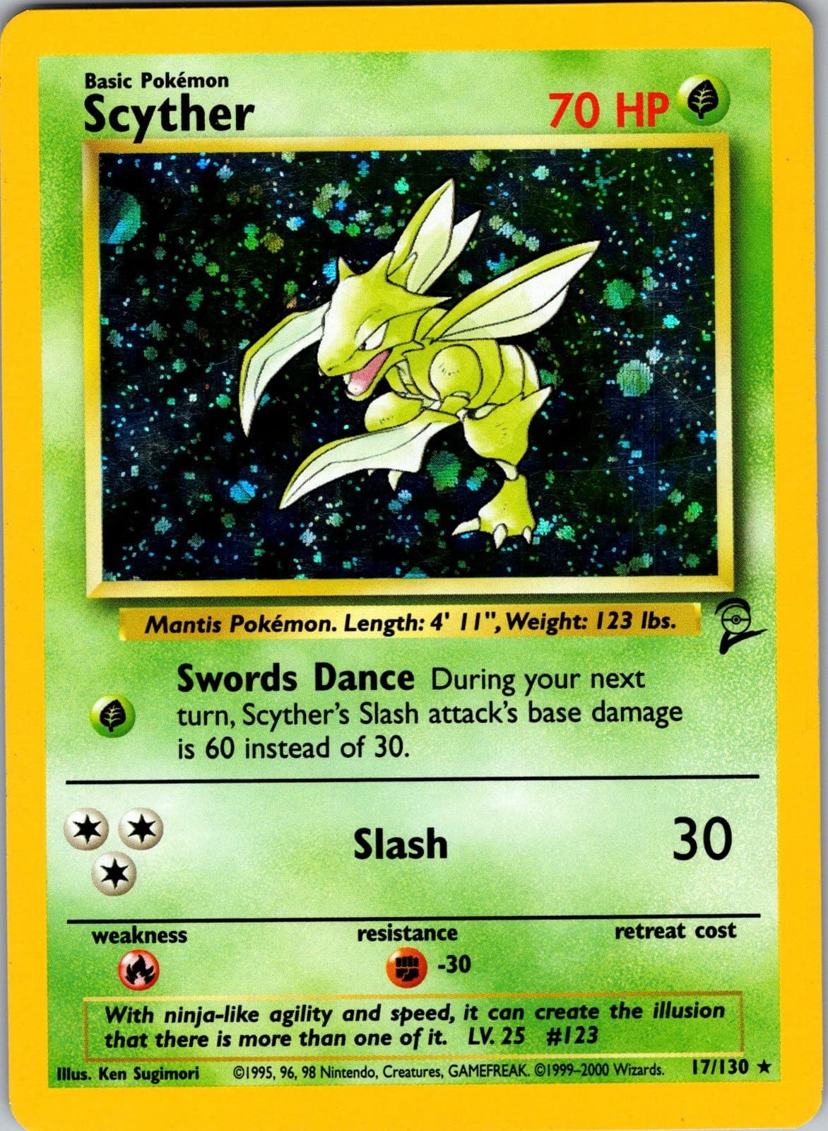 Pokemon Scyther 17/130 Base Set 2 Holo Rare NM