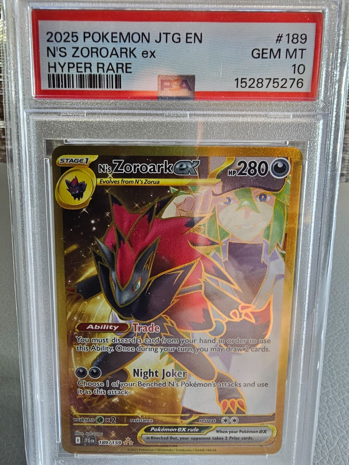 N's Zoroark ex 189/159 PSA 10 GEM MINT Journey Together Hyper Rare Pokemon