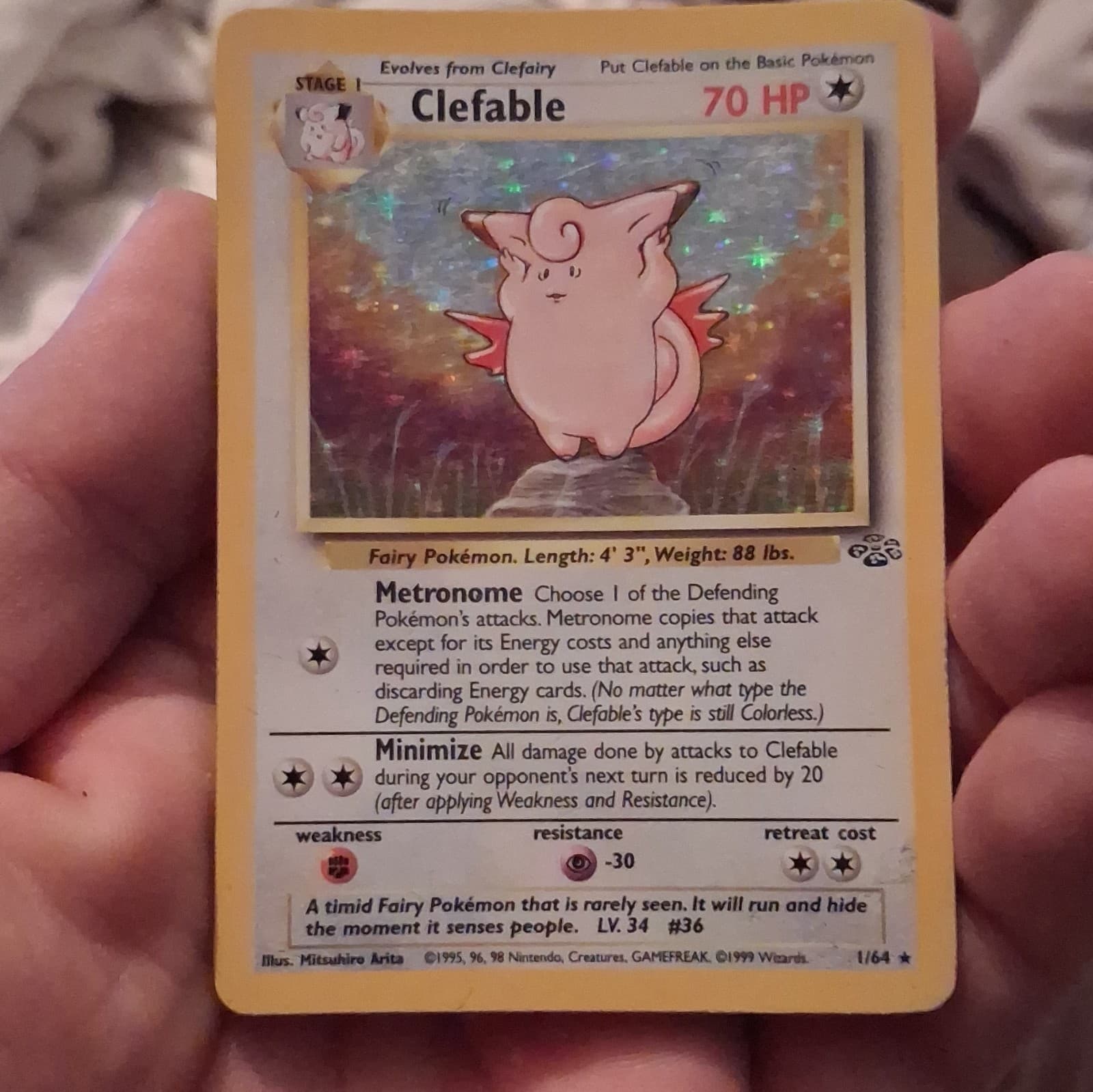 Pokemon Clefable 1/64 Rare Jungle Pokemon Unlimited Holo Lightly Played
