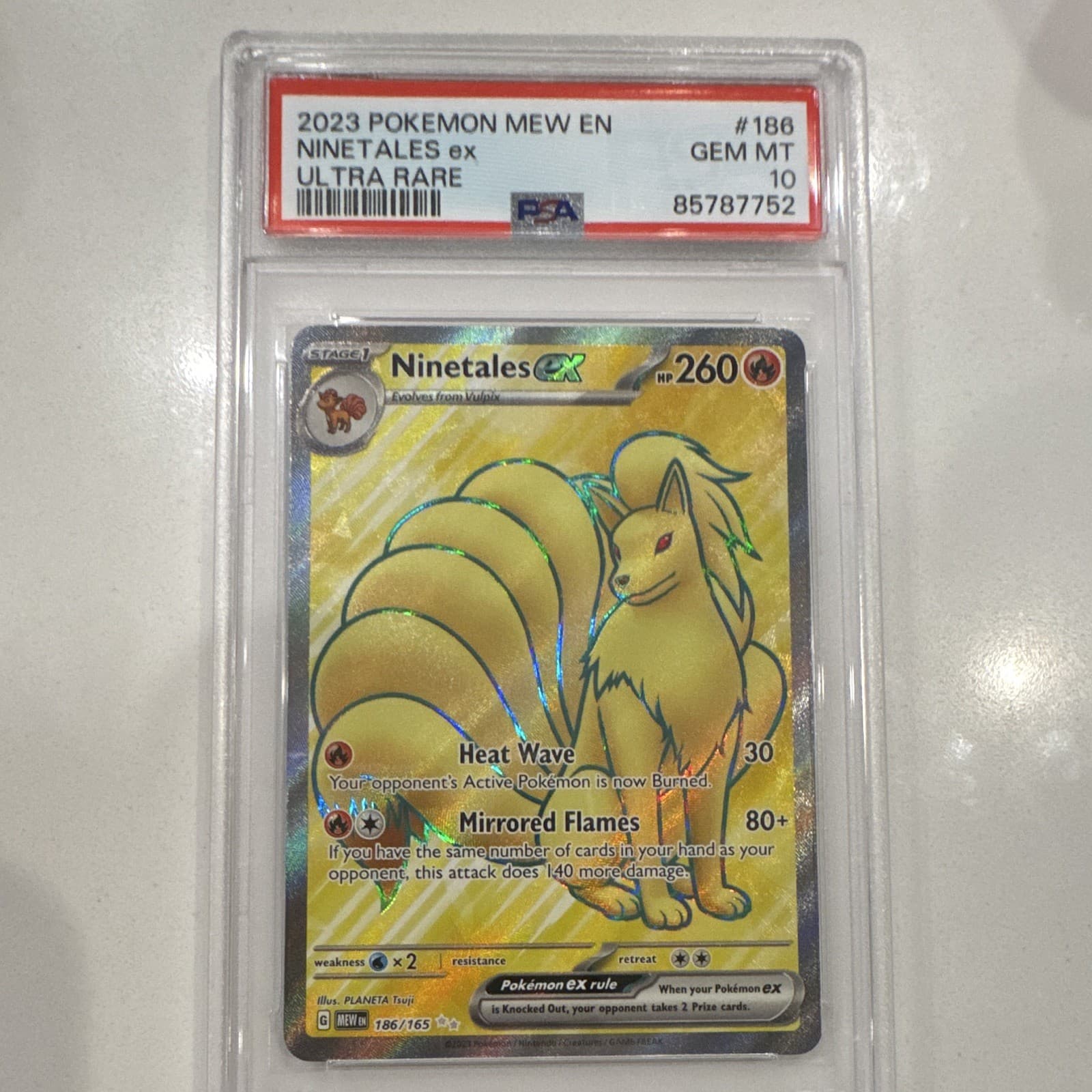 Rare Pokemon PSA 10 Ninetales ex 186/165 Scarlet & Violet 151 EN Holo 2023