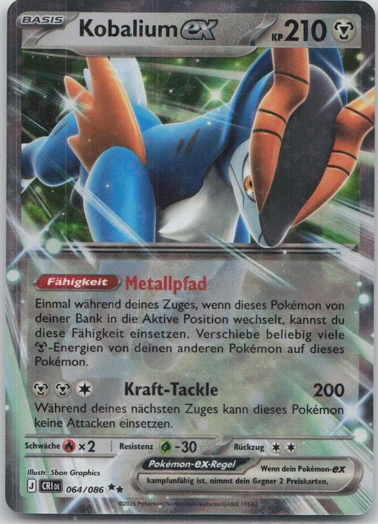 Pokémon Kobalium ex Wachsendes Chaos #64 NM DE