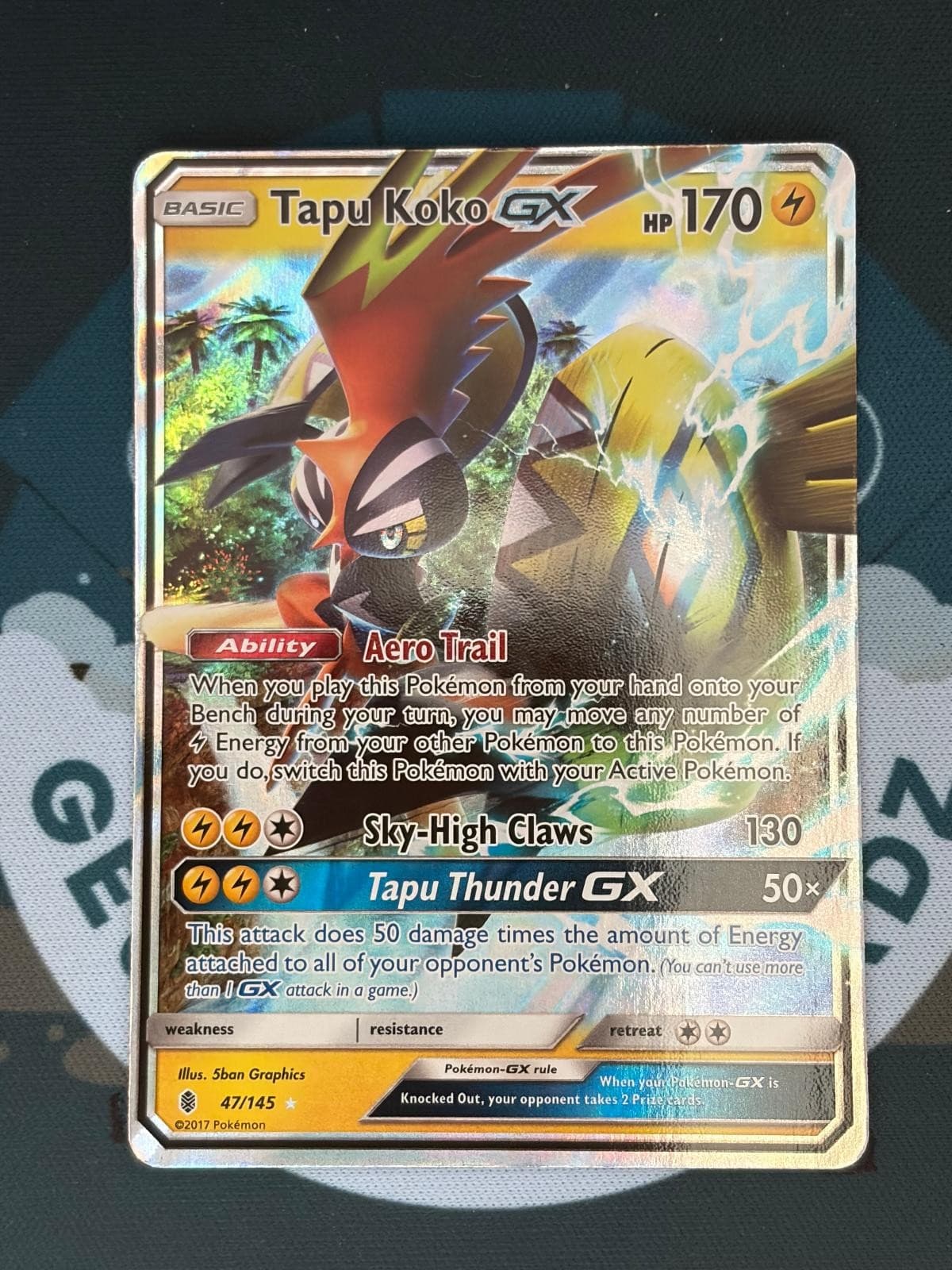 Pokemon TCG Tapu Koko GX 47/145 Holo Ultra Rare Guardians Rising Near Mint