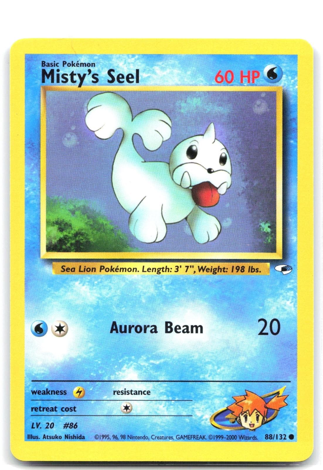Misty's Seel 88/132 Unlimited Common Gym Heroes Pokemon LP