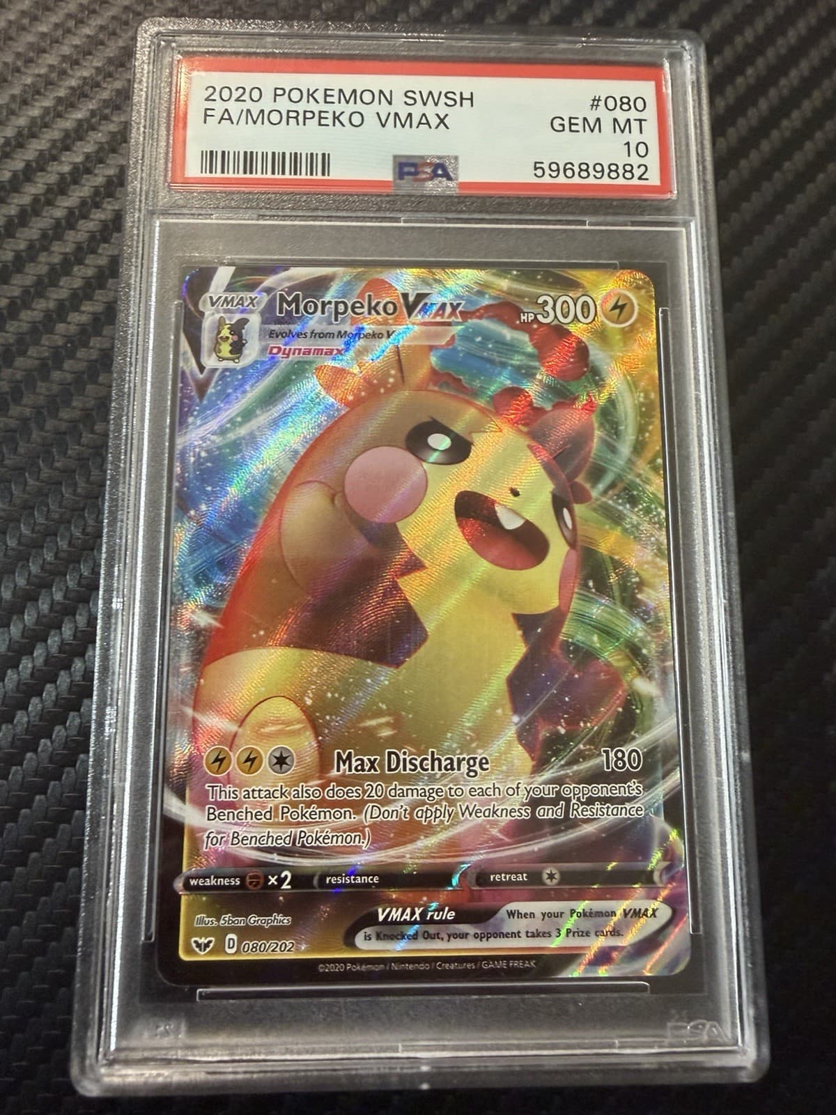 2020 Morpeko VMAX 080/202 SWSH01 Sword & Shield Holo Full Art Ultra Rare PSA 10