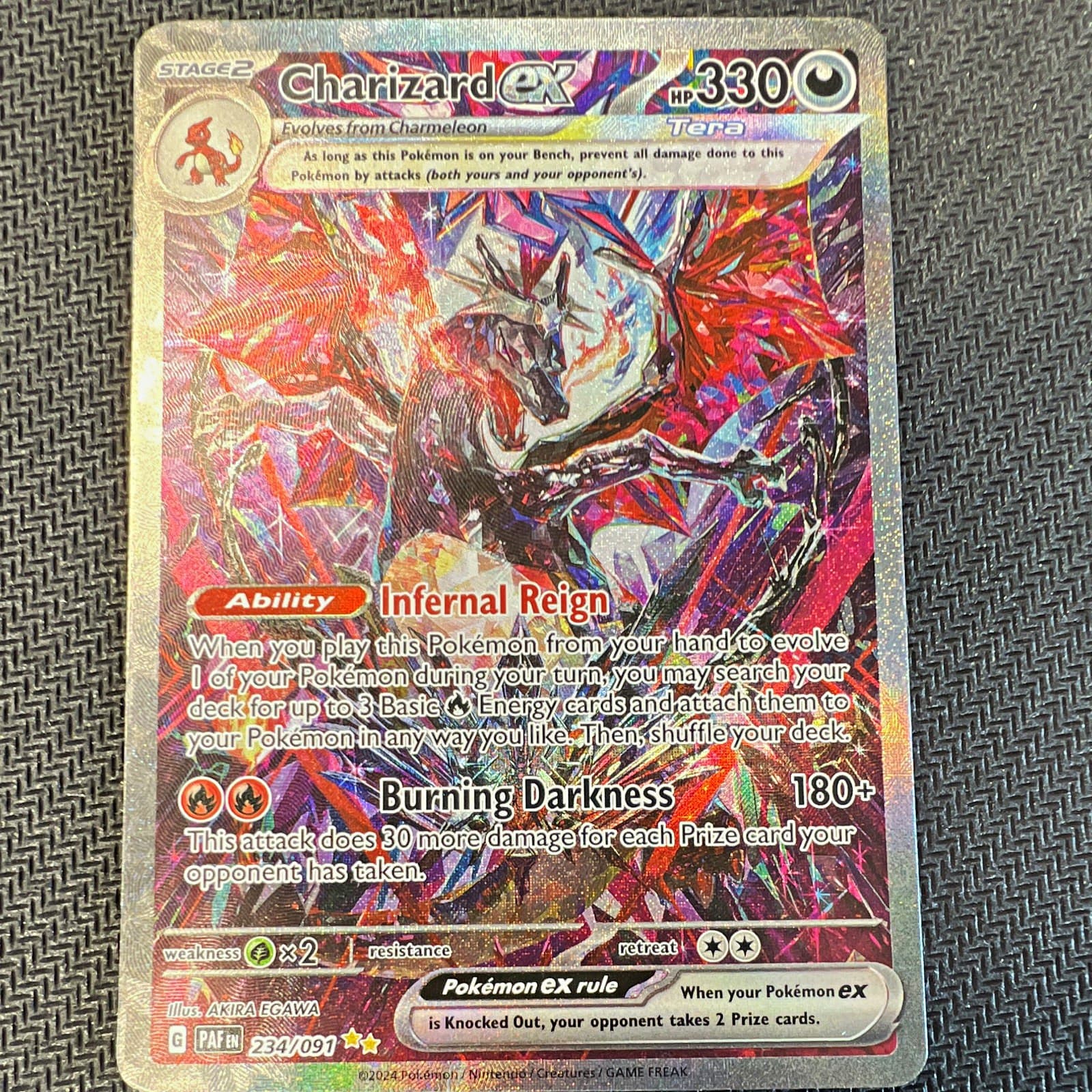 Charizard ex SV: Paldean Fates 234/091 SIR Full Art Holo Eng 330 HP Egawa