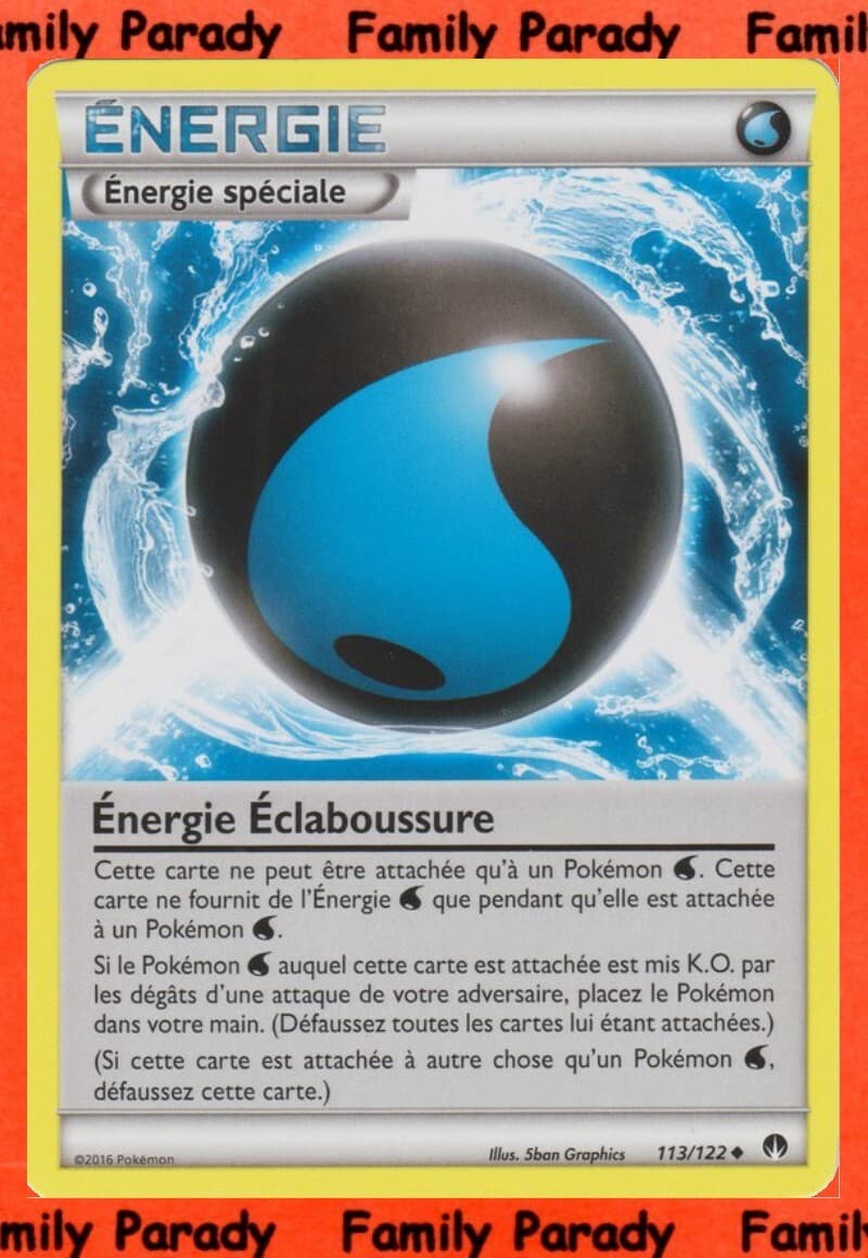 Energie Eclaboussure 113/122 XY Rupture Turbo Carte Pokemon neuve fr