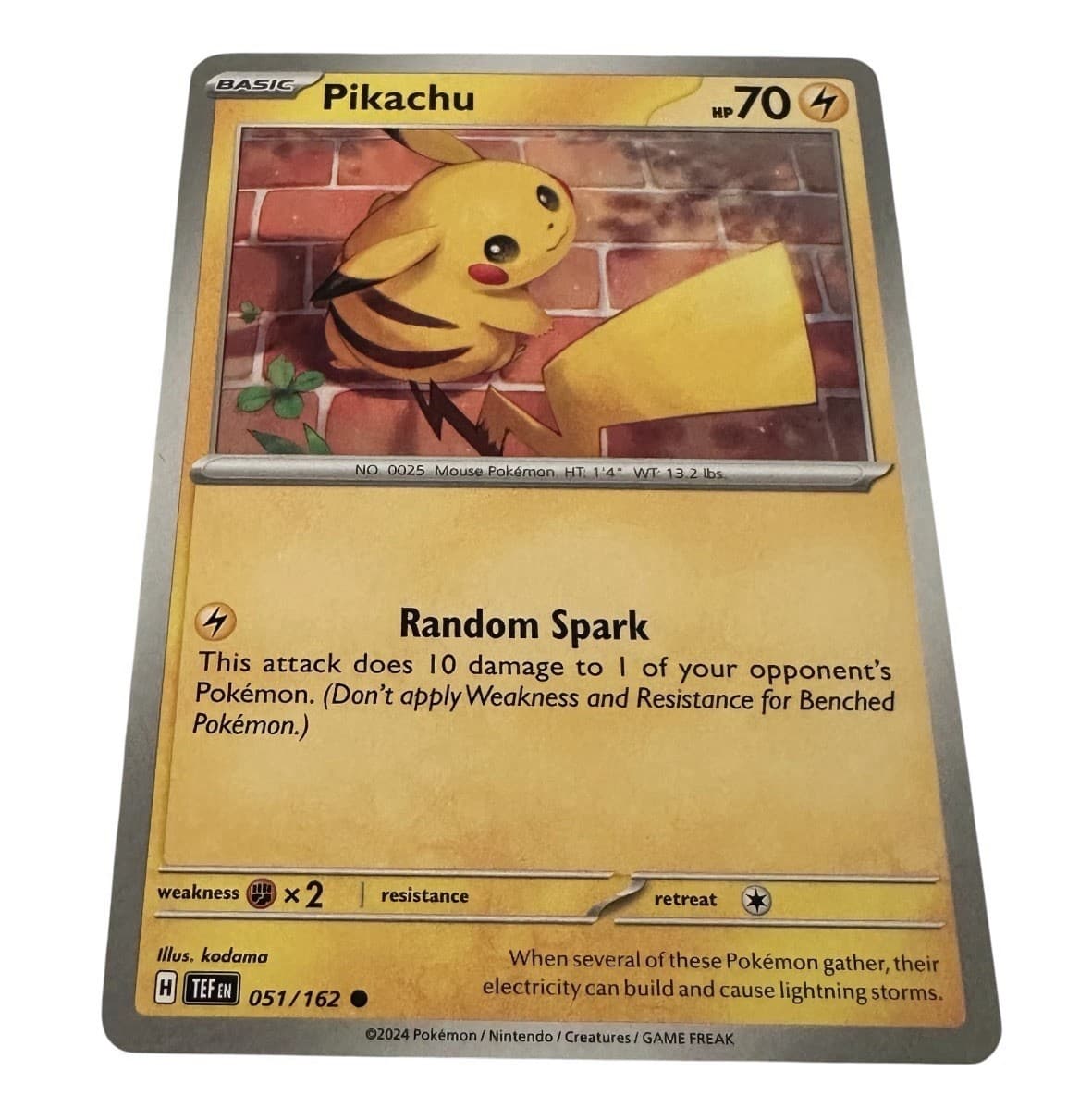 Pikachu 051/162 Temporal Forces Common Pokemon Card NM - Buy 3 Get 2 Free