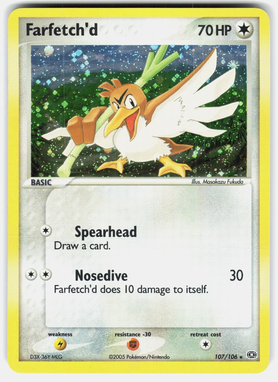 Farfetch'd (Secret Rare) Holo Secret Rare EX Emerald 107/106 HP CREASE