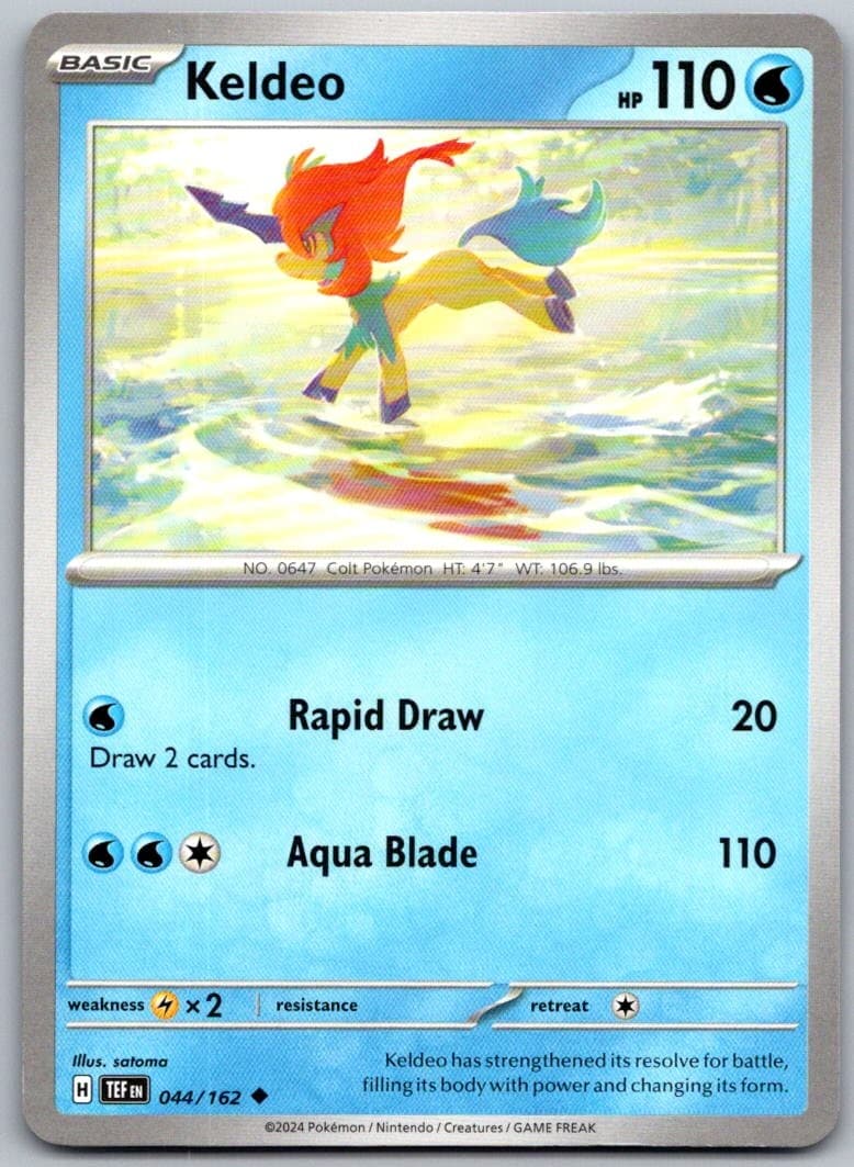 Keldeo Temporal Forces 044/162 Uncommon PokéMon — English Near Mint