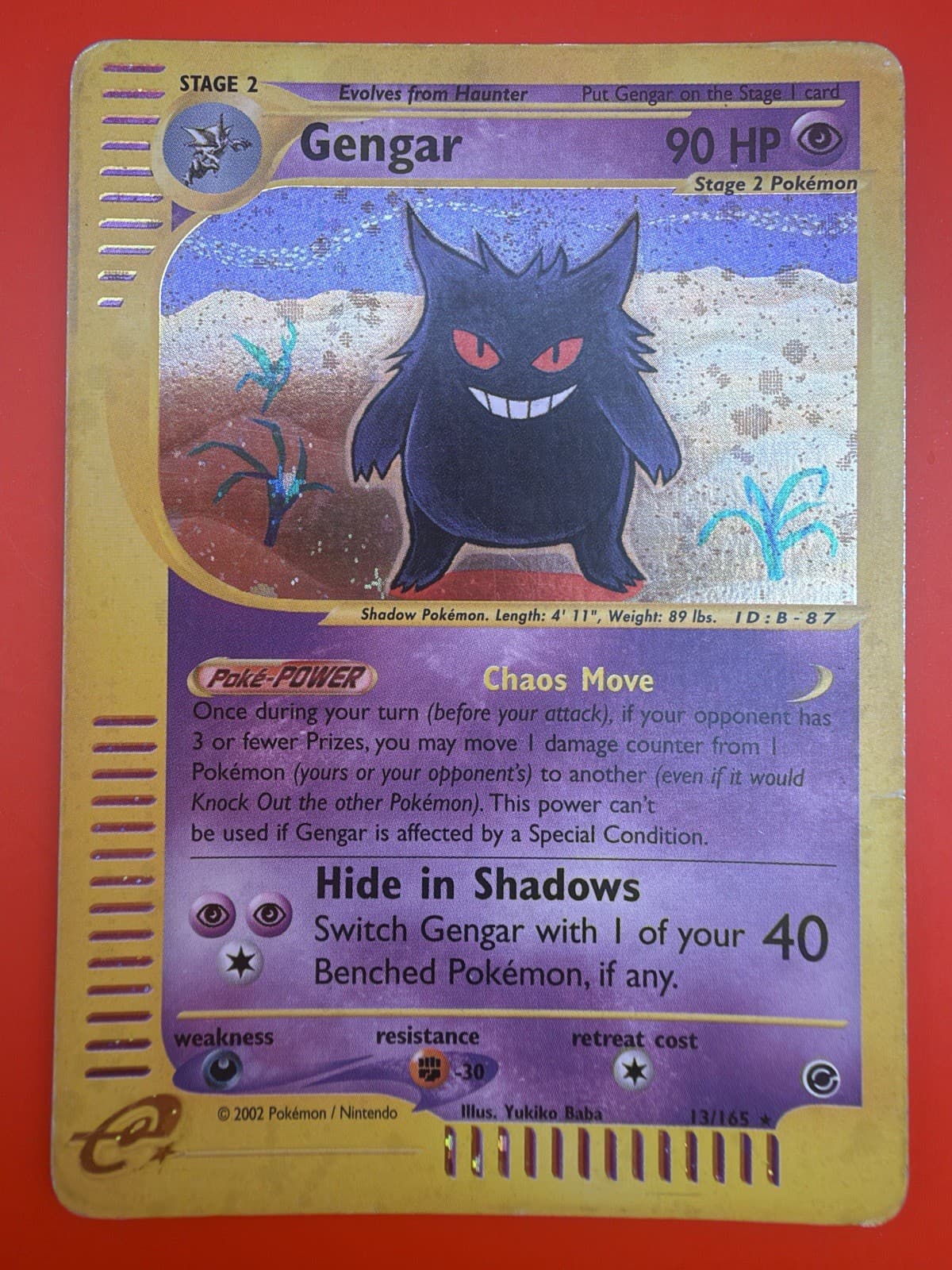 Gengar 13/165 Expedition Base Set Holo (Swirl Above Head)