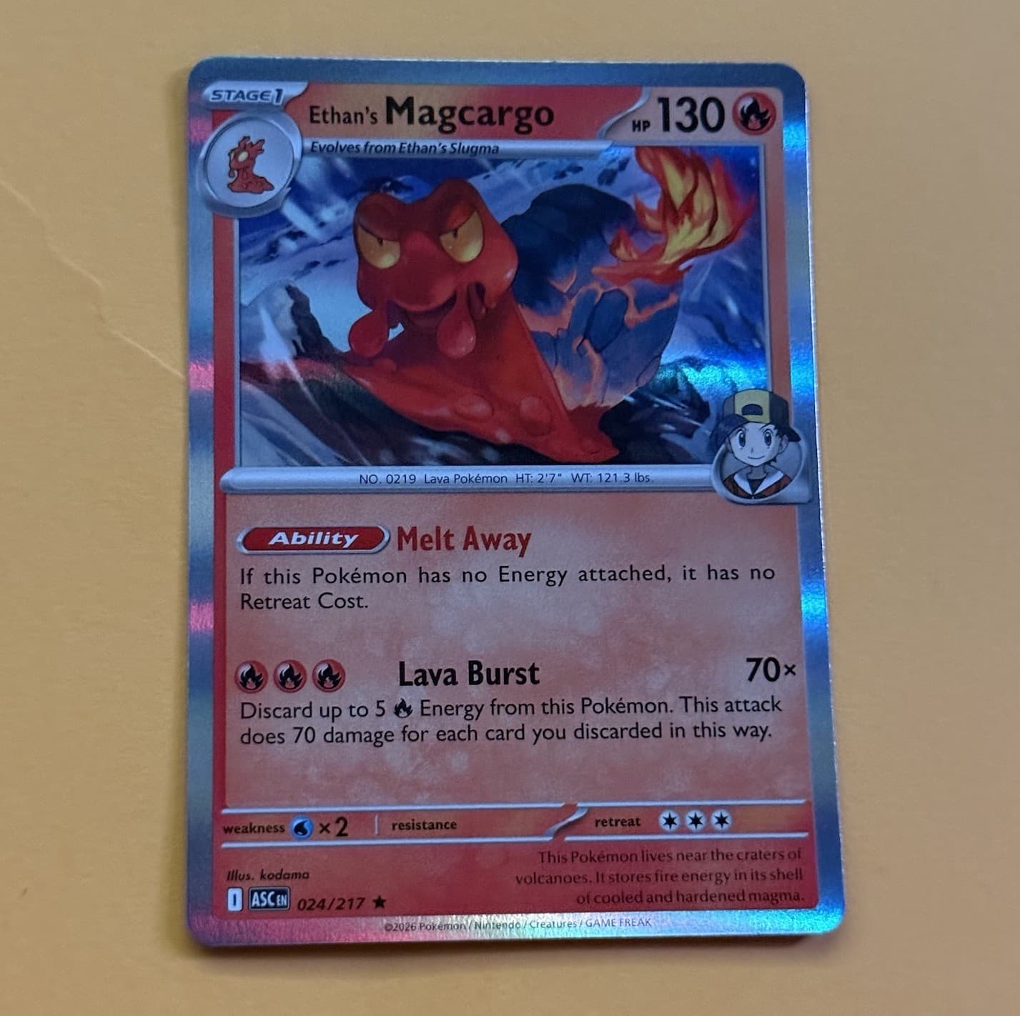 Pokemon Ethan's Magcargo Ascended Heroes 24/217 Normal Holo Near Mint English