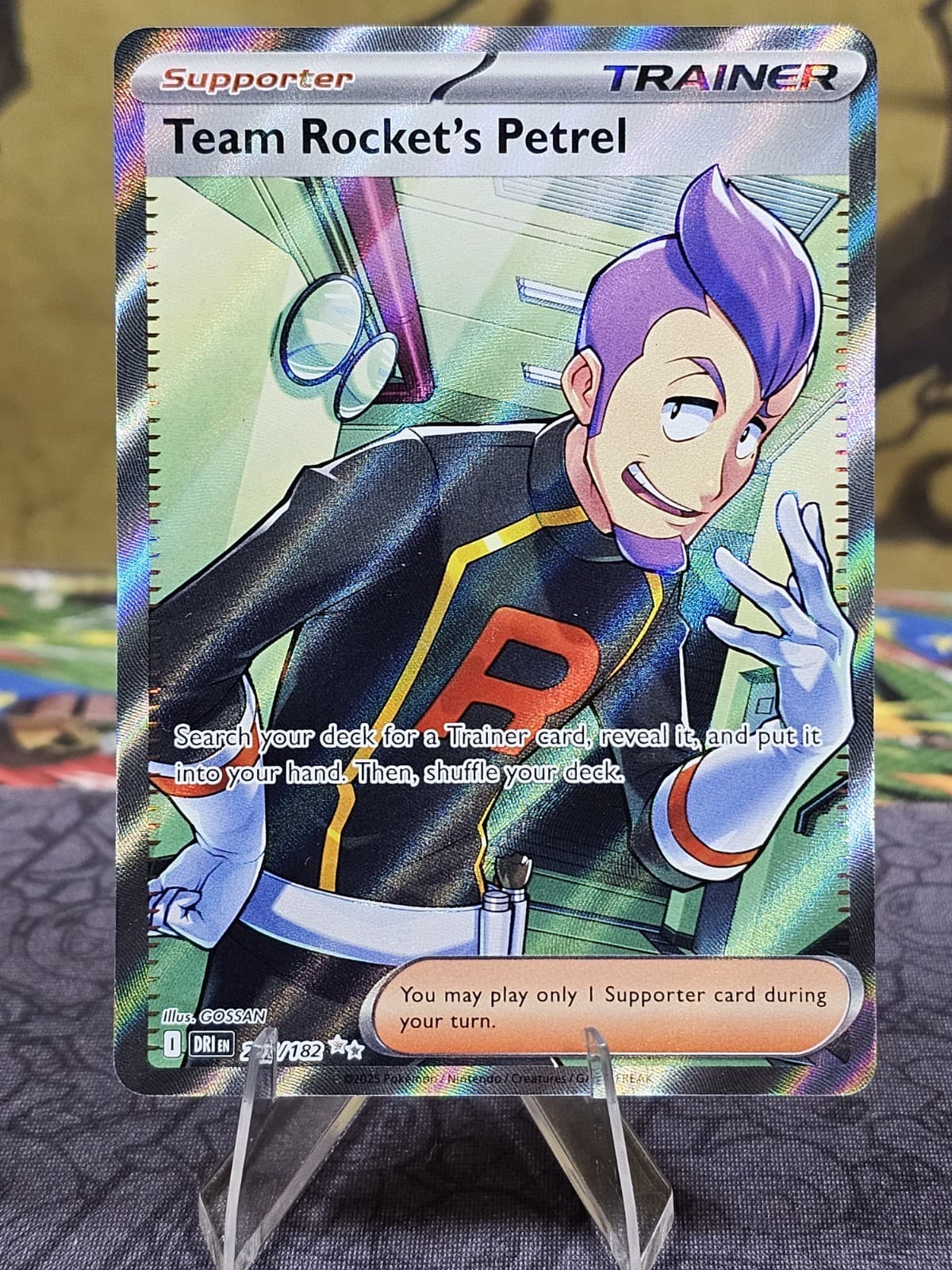 Team Rocket's Petrel 226/182 Sv10: Destined Rivals Pokemon Full Art Holo NM
