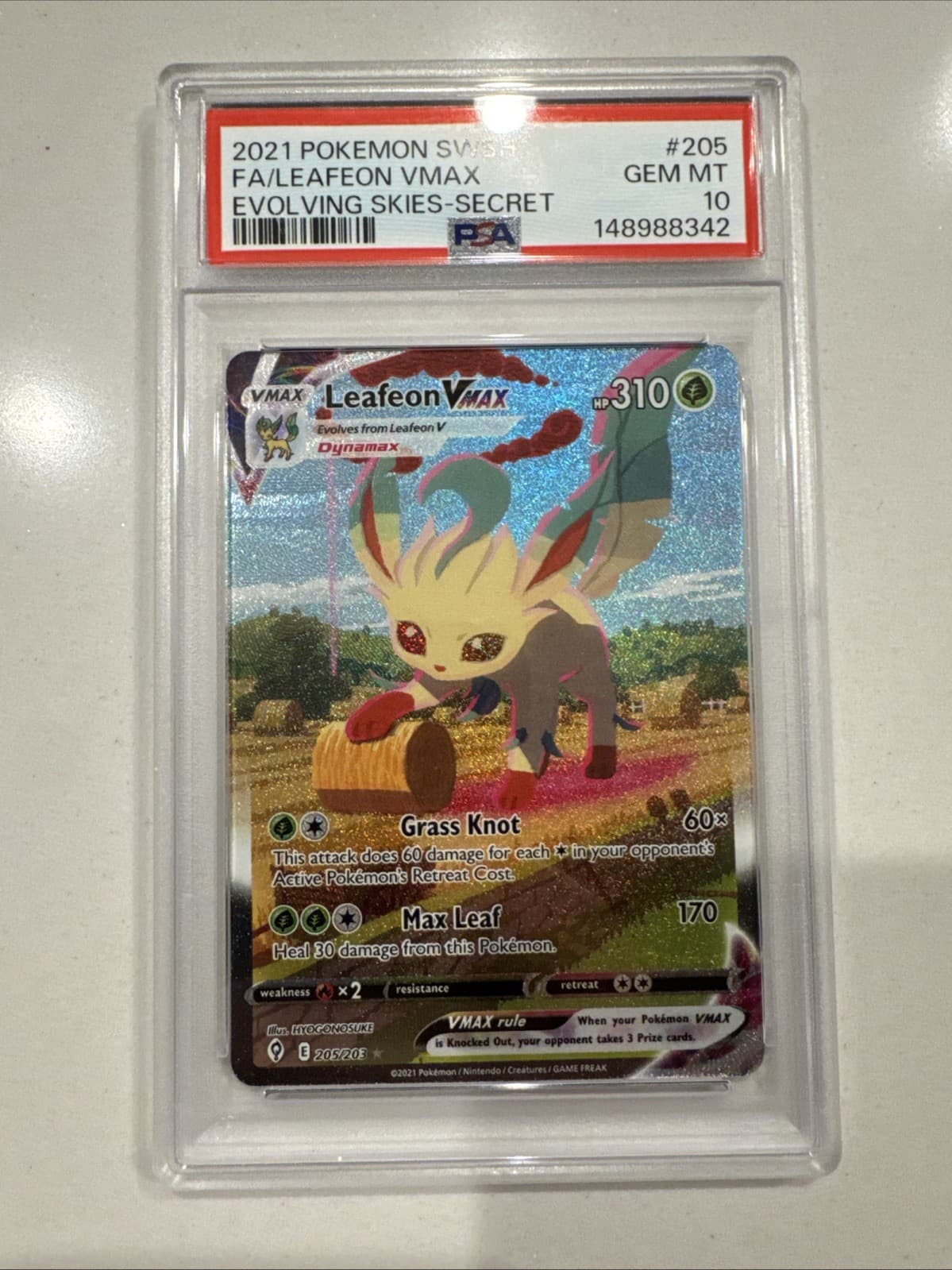 The Pokémon Company Leafeon VMAX 205/203 Evolving Skies PSA 10 New Cert! 💎
