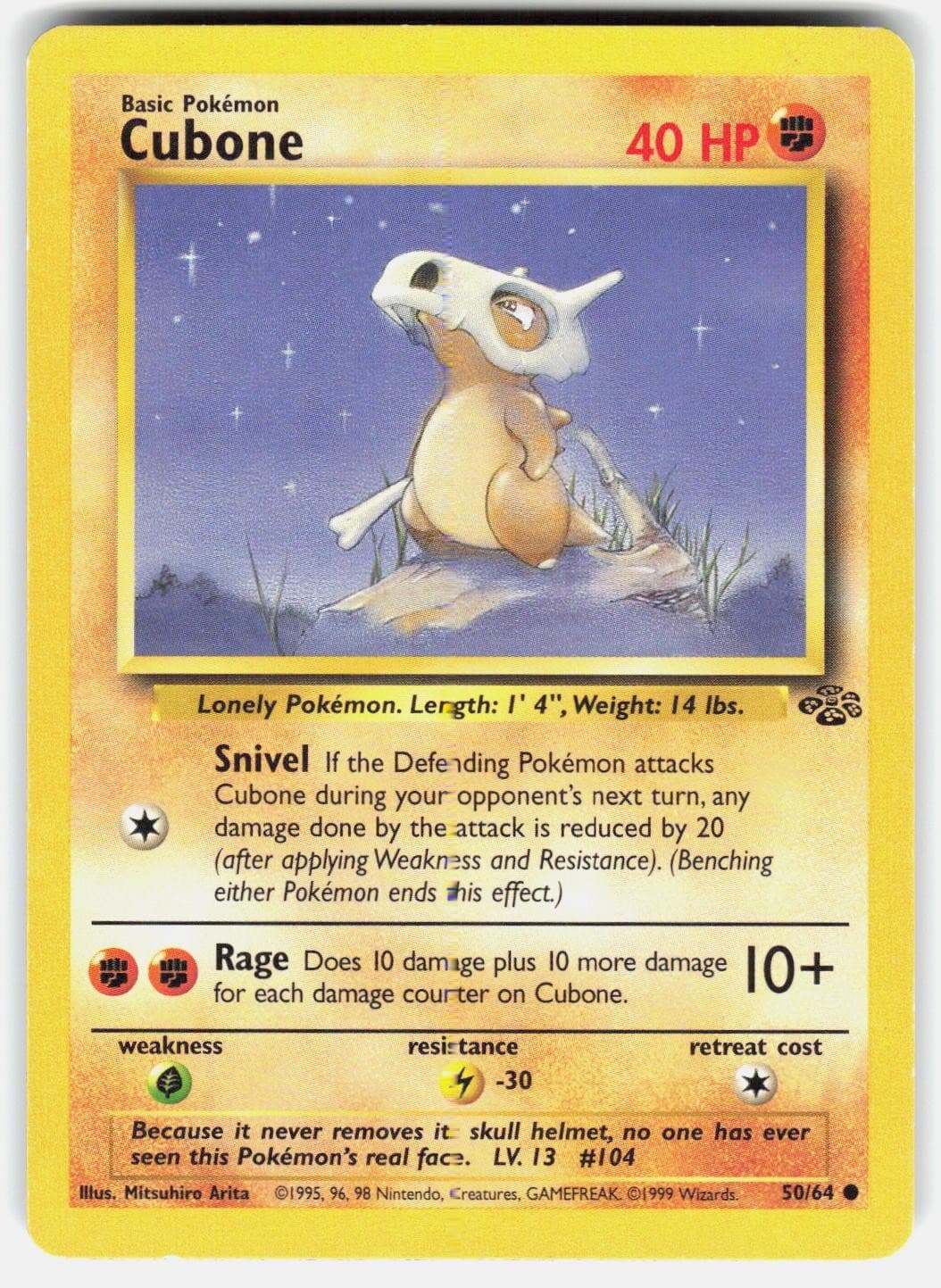 CUBONE 50/64 COMMON JUNGLE POKEMON UNLIMITED HP