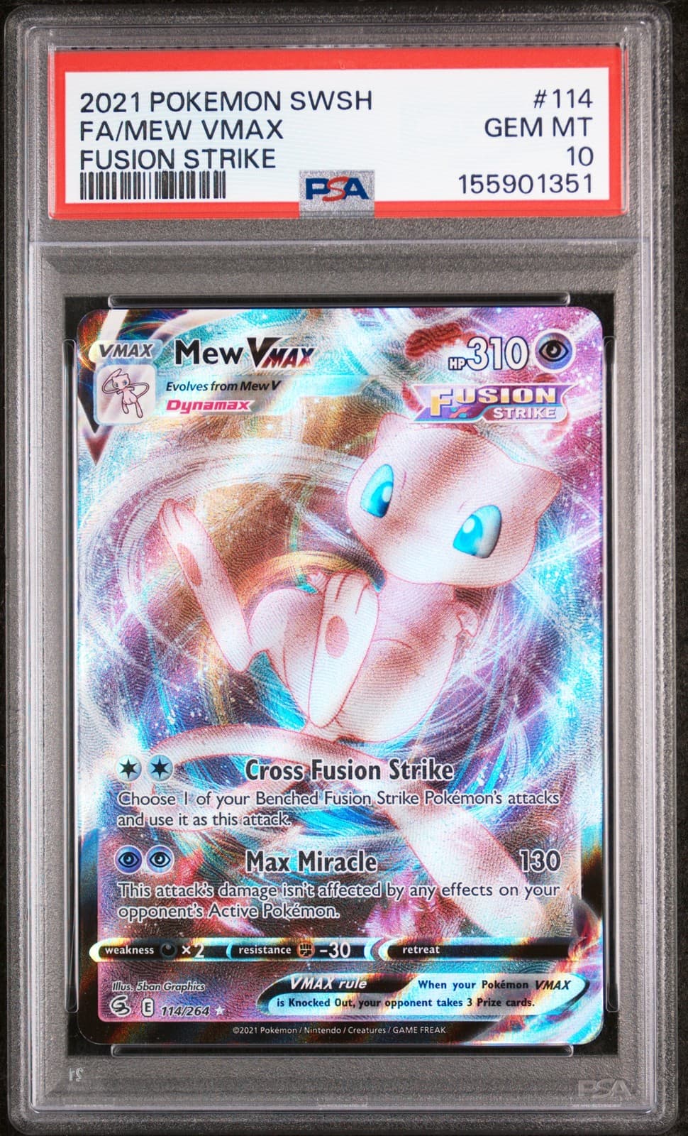 Mew Vmax 114/264 Fusion Strike Pokemon PSA 10