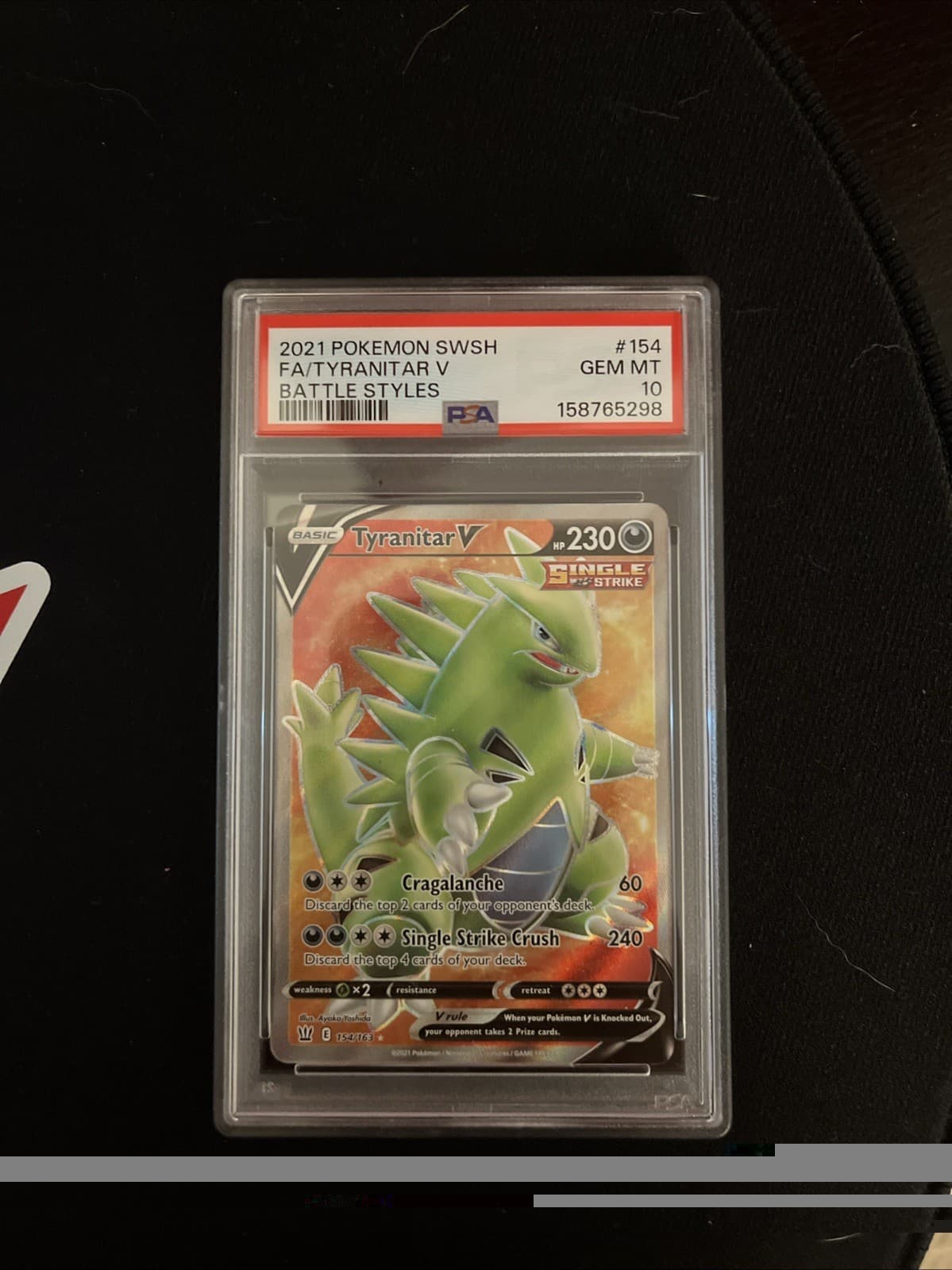 Pokémon TCG Tyranitar V Full Art Ultra Rare Holo Card 154/163 PSA 10 GEM MINT