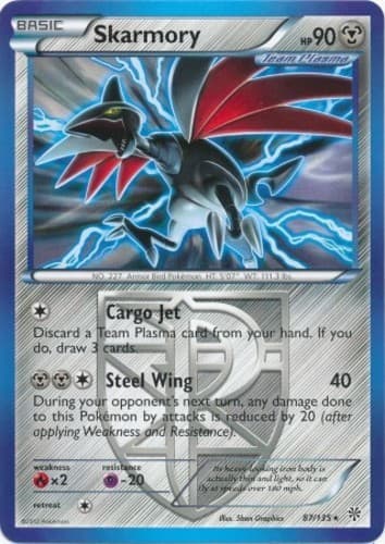 1x Skarmory - 87/135 - Rare Lightly Played Pokemon BW - Plasma Storm