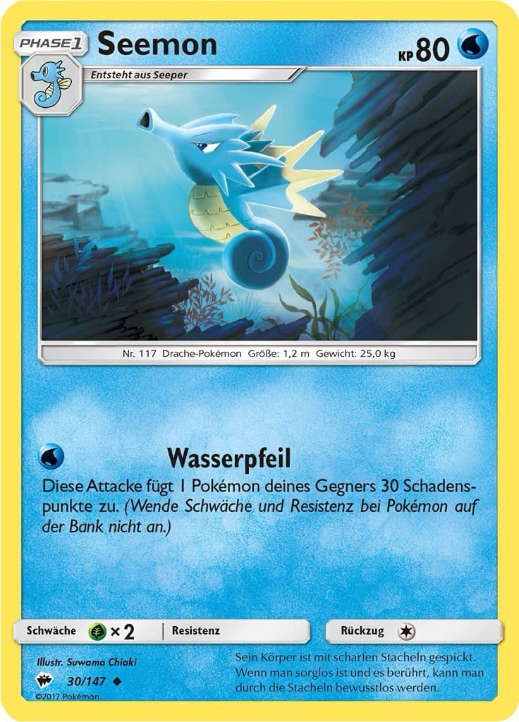 30/147 Seemon NM - Nacht in Flammen 2017 NON HOLO Pokémon Karte Deutsch TCG