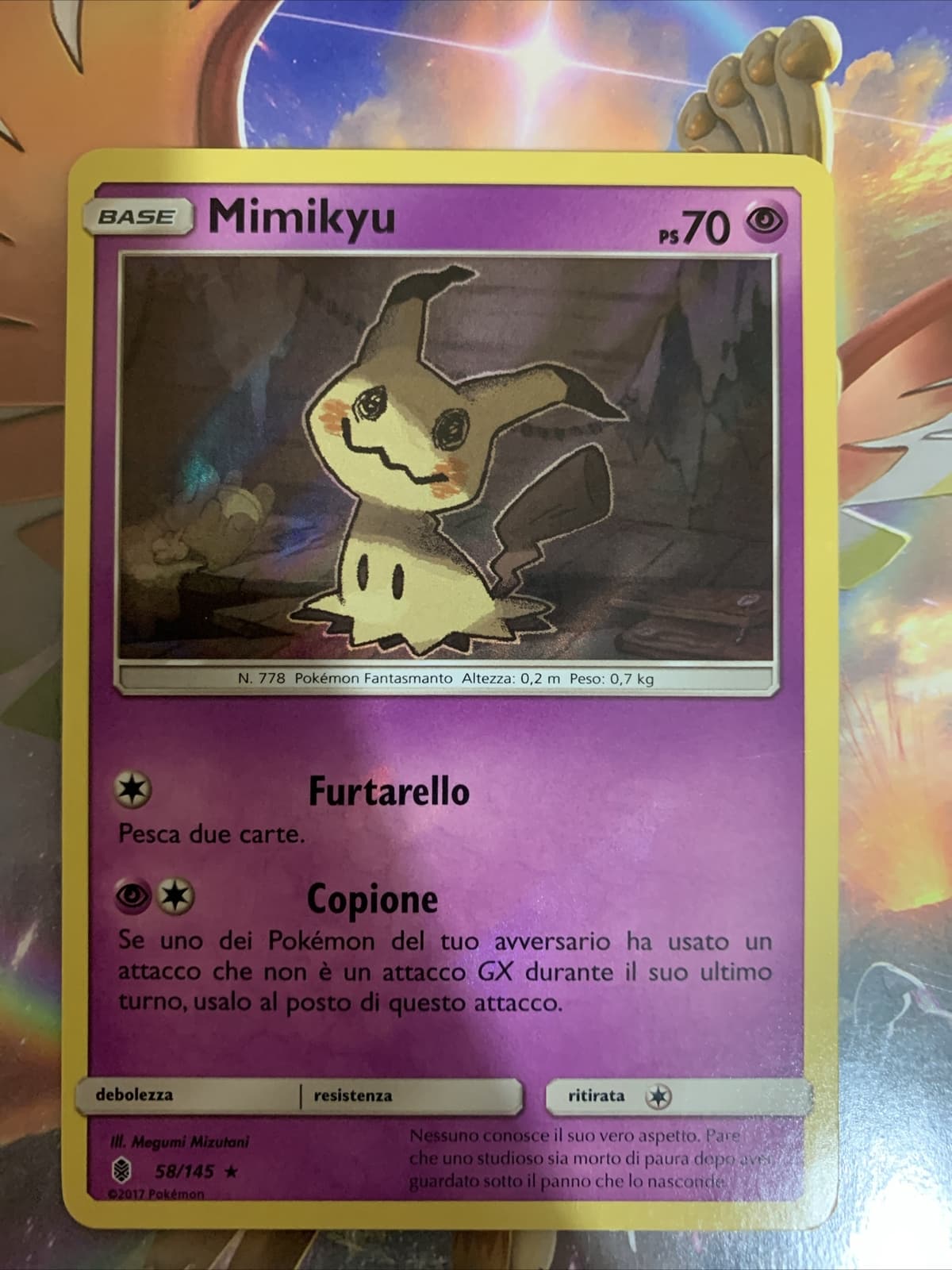 MIMIKYU 58/145 Rara Holo Foil in Italiano POKEMON Guardiani Nascenti