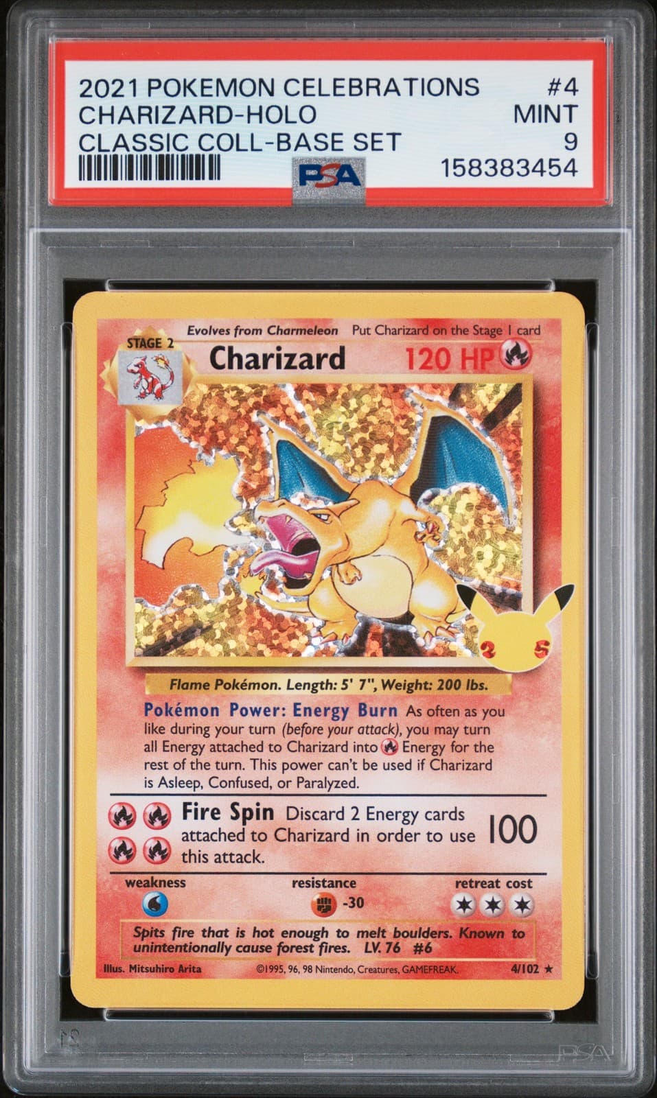 2021 POKEMON CELEBRATIONS CLASSIC COLLECTION #4 CHARIZARD-HOLO PSA 9