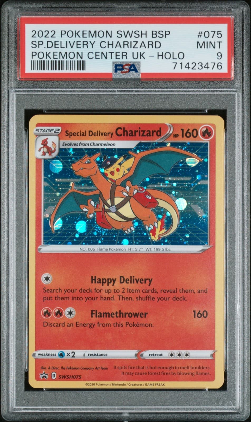 2019 Pokemon Black Star Promos Special Delivery Charizard #SWSH075 2022 PSA 9