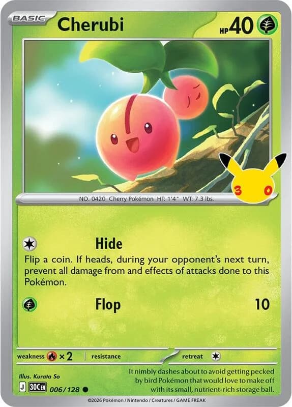 Pokemon TCG 30th Celebration Cherubi Holo #6/128