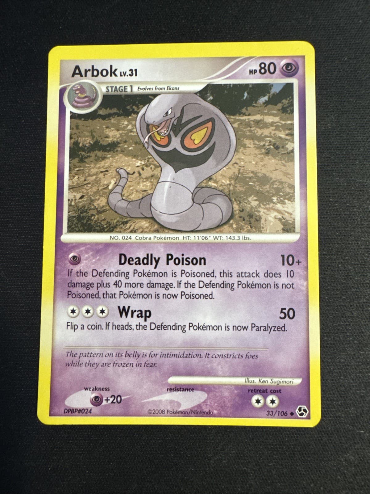 Arbok 33/106 Great Encounters Uncommon Normal Pokemon TCG