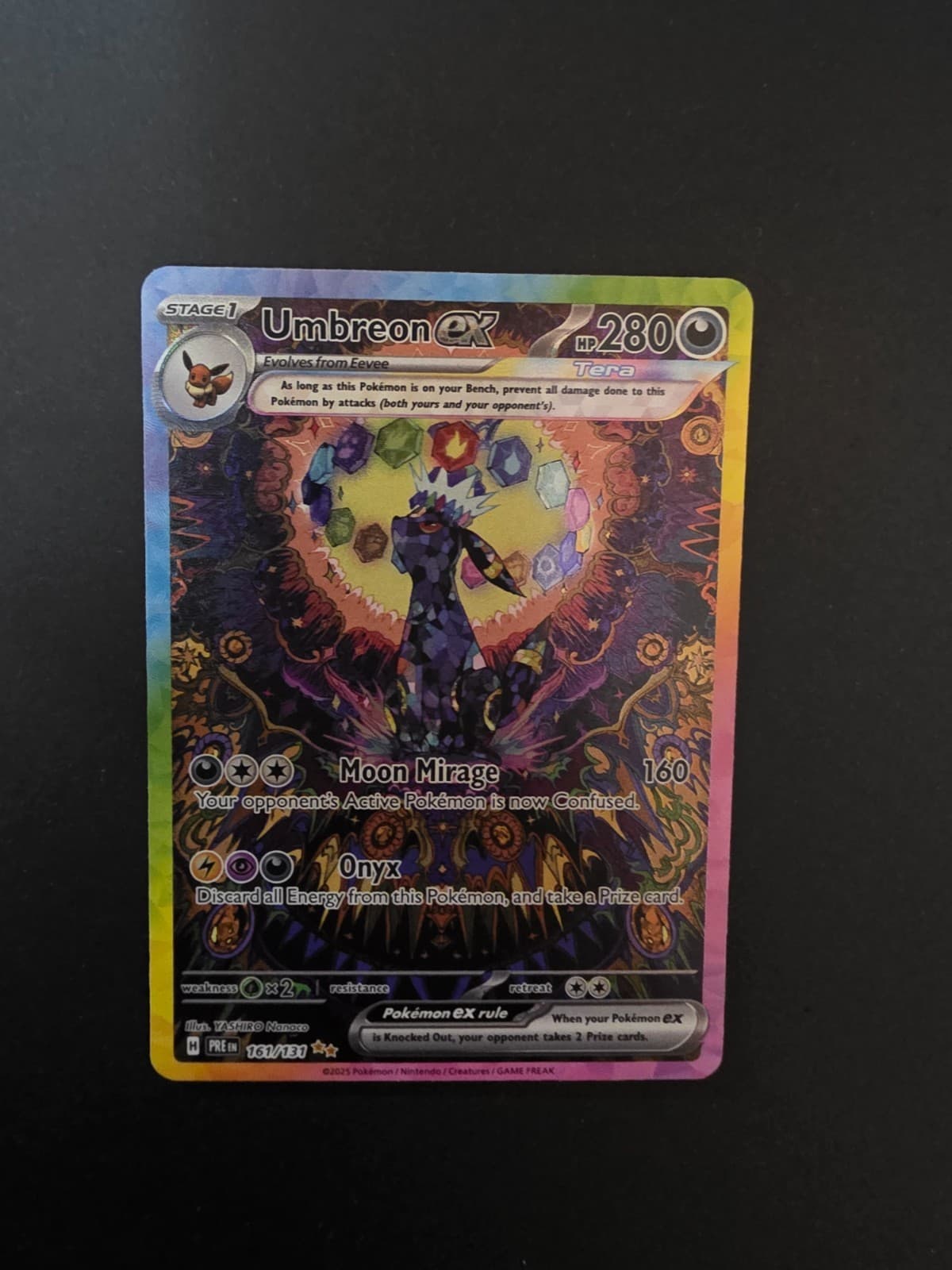 2025 Pokémon Prismatic Evolutions Umbreon ex 161/131 SIR.