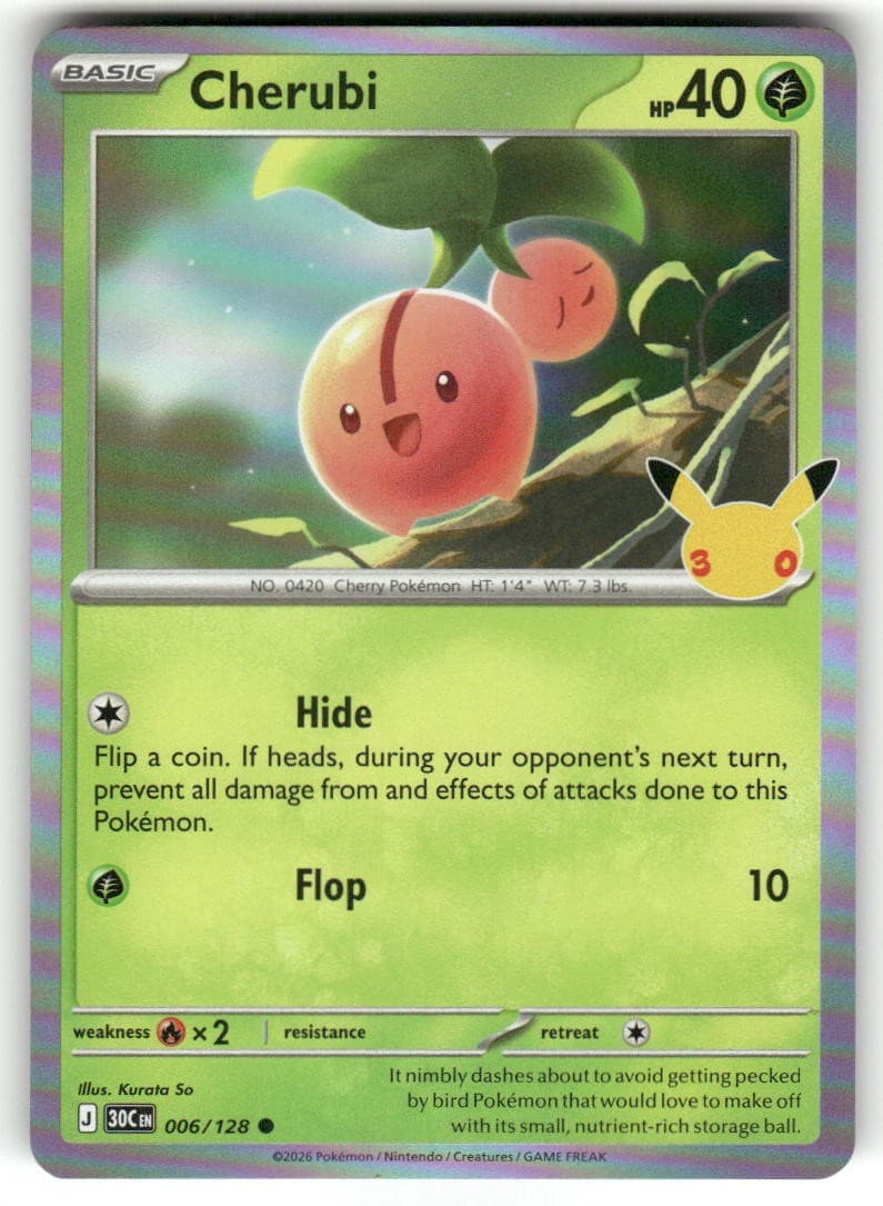 Cherubi 006/128 Holo Common ME: 30th Celebration Pokemon Near Mint