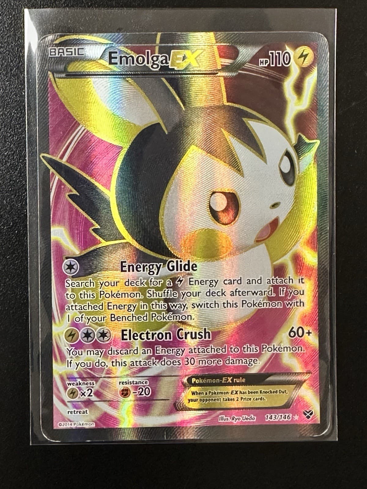 Pokemon TCG Emolga EX 143/146 XY Base Set Full Art Holo MP