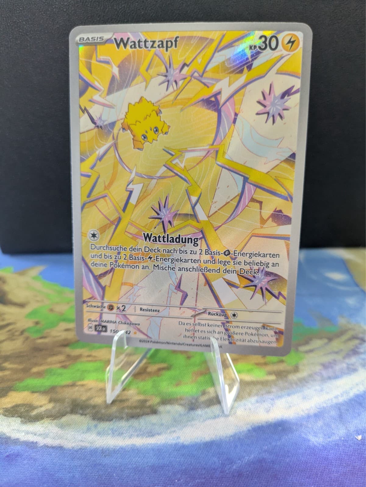 Pokemon Karte Wattzapf Illustration Rare | Deutsch 150/142 Stellarkrone | EX