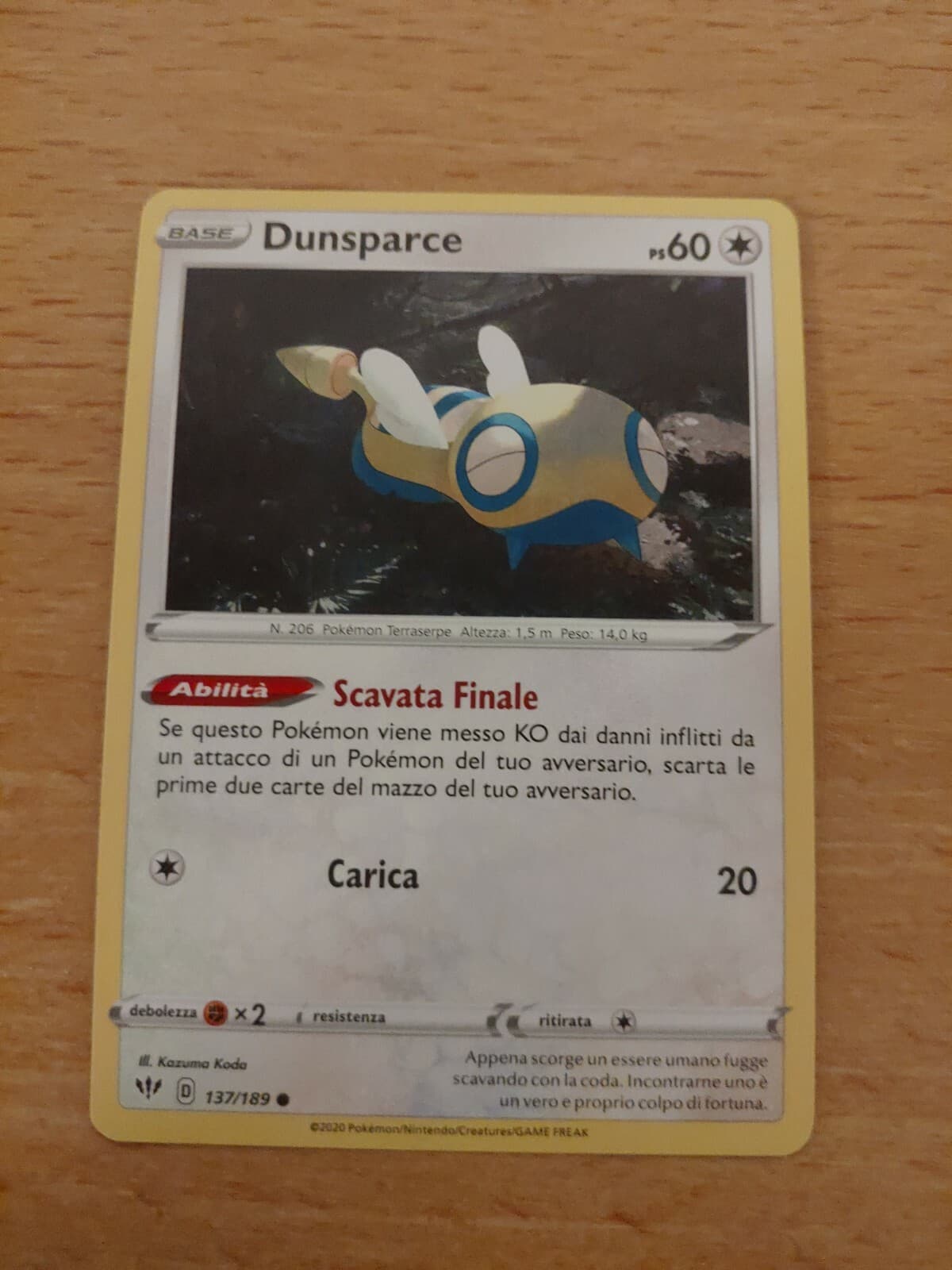 Pokemon dunsparce fiamme oscure ita mint near mint 137/189