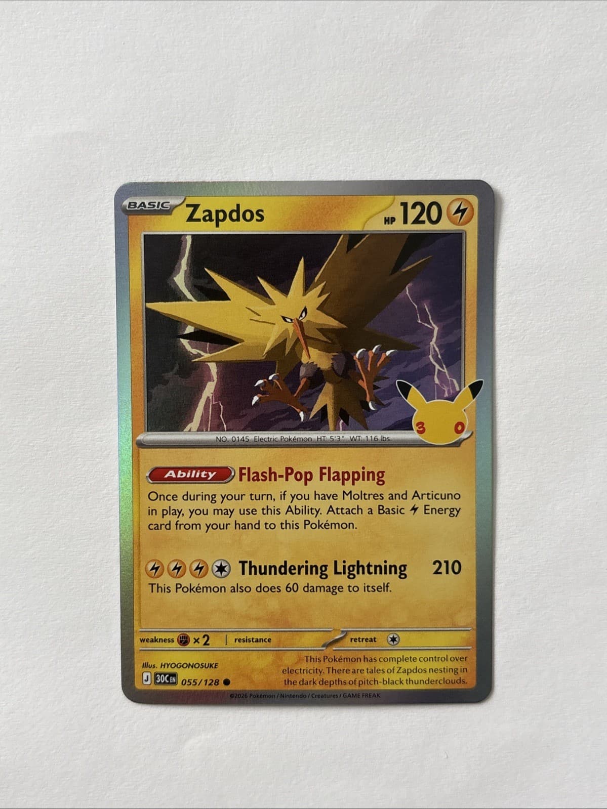 The Pokémon 30th celebration Zapdos 55/128