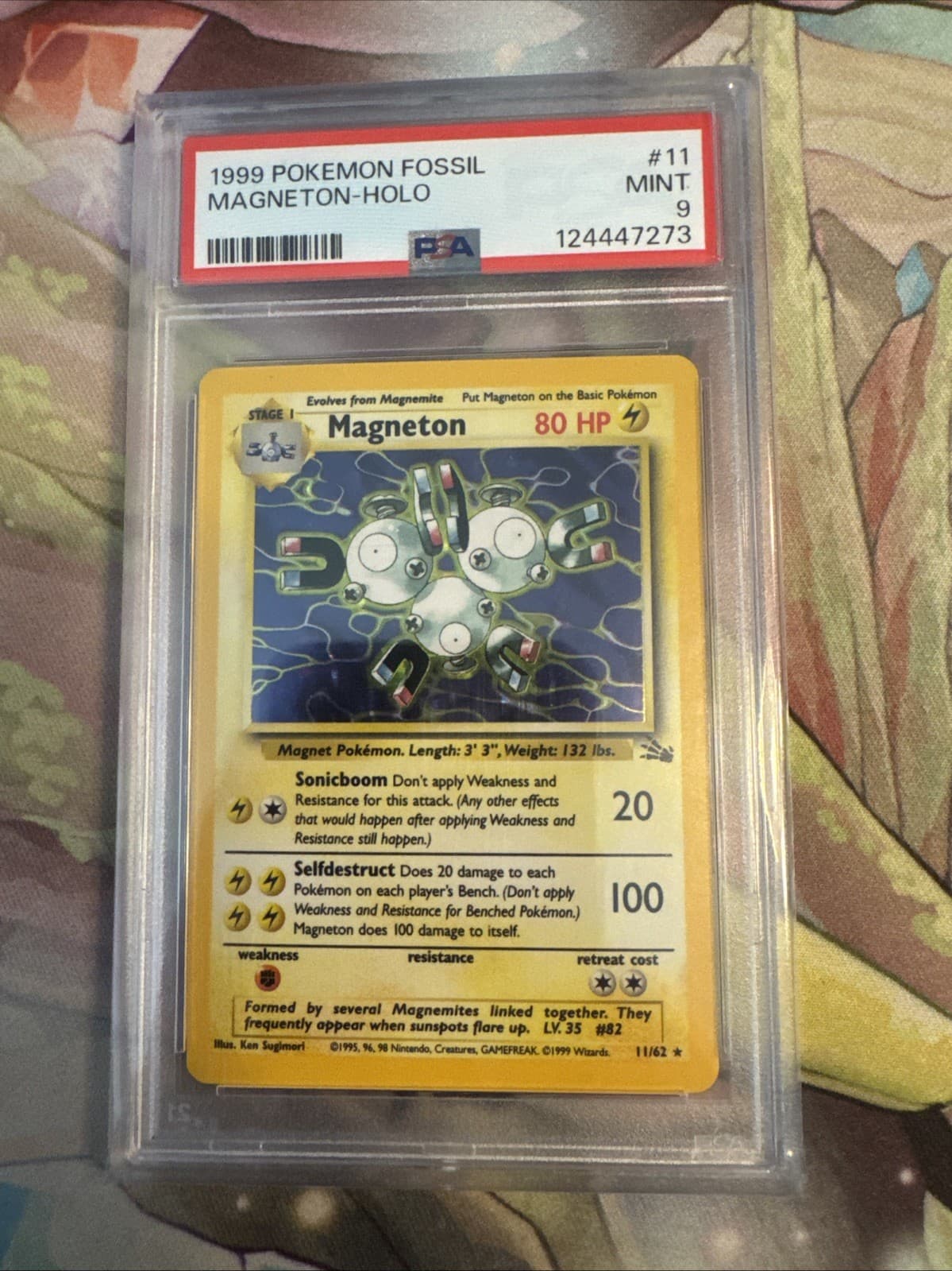 1999 POKEMON FOSSIL #11 MAGNETON-HOLO PSA 9