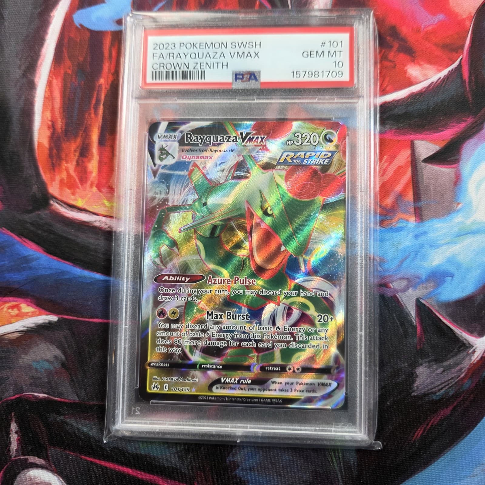 Pokemon TCG Rayquaza VMAX 101/159 Crown Zenith Full Art Holo PSA 10 GEM MT EN