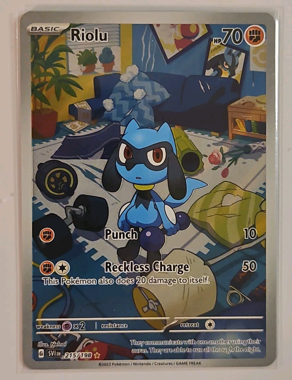Riolu 215/198 Illustration Rare Scarlet & Violet Pokemon Holo Near Mint