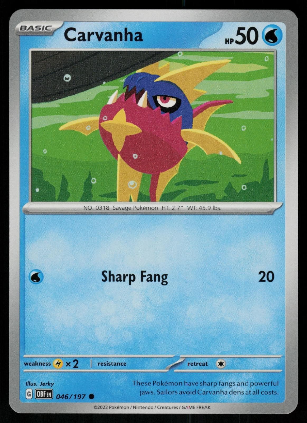 Carvanha 046/197 Common - Pokemon Obsidian Flames