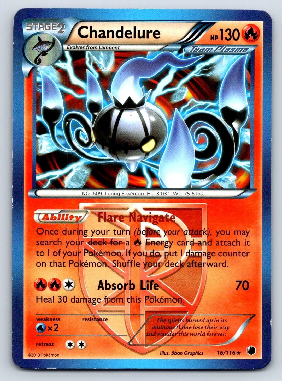 Chandelure 16/116 Plasma Freeze Holo Pokemon Lightly Played