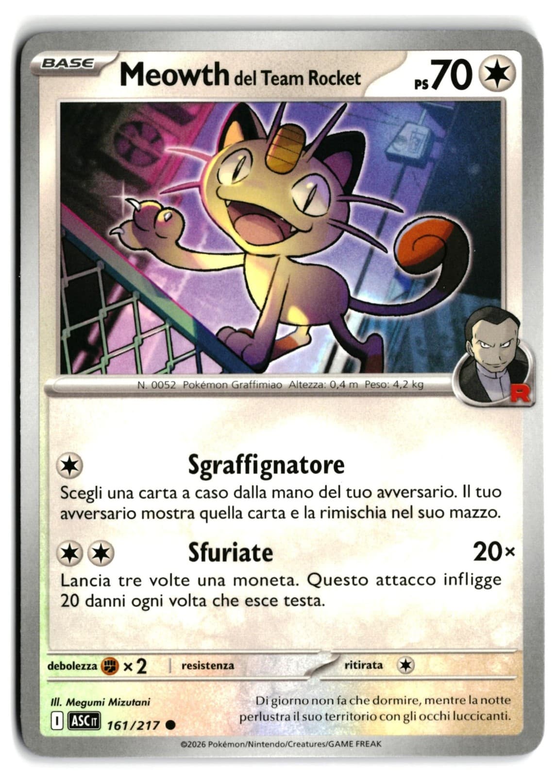 Pokémon Meowth del Team Rocket 161/217 Ascesa Eroica ITA Near Mint Comune 2026