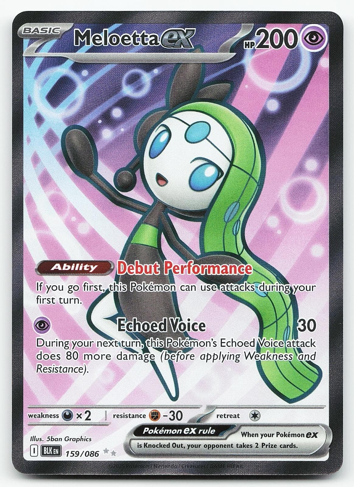 Pokemon Meloetta ex 159/086 Black Bolt Ultra Rare Holo NM