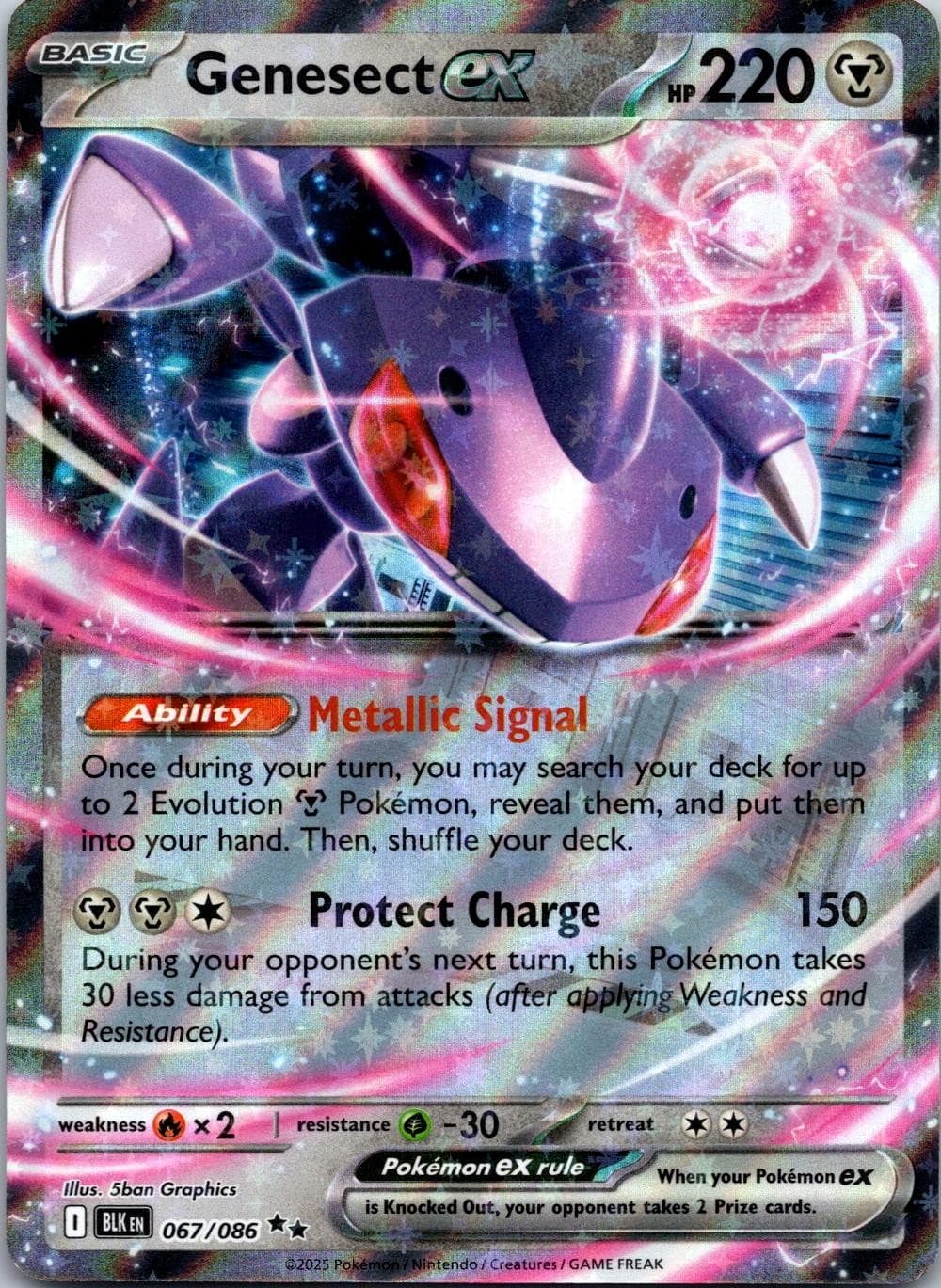 Genesect ex 067/086 Holo Double Rare Black Bolt Pokemon Near Mint