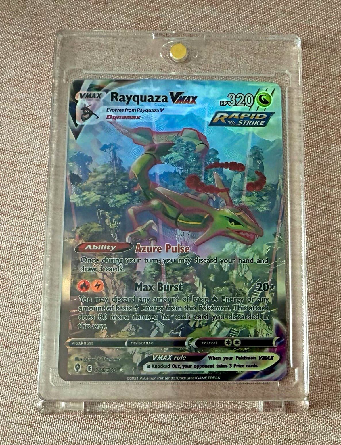 Pokemon Company Rayquaza VMAX 218/203 Evolving Skies Alt Art Secret Rare Holo